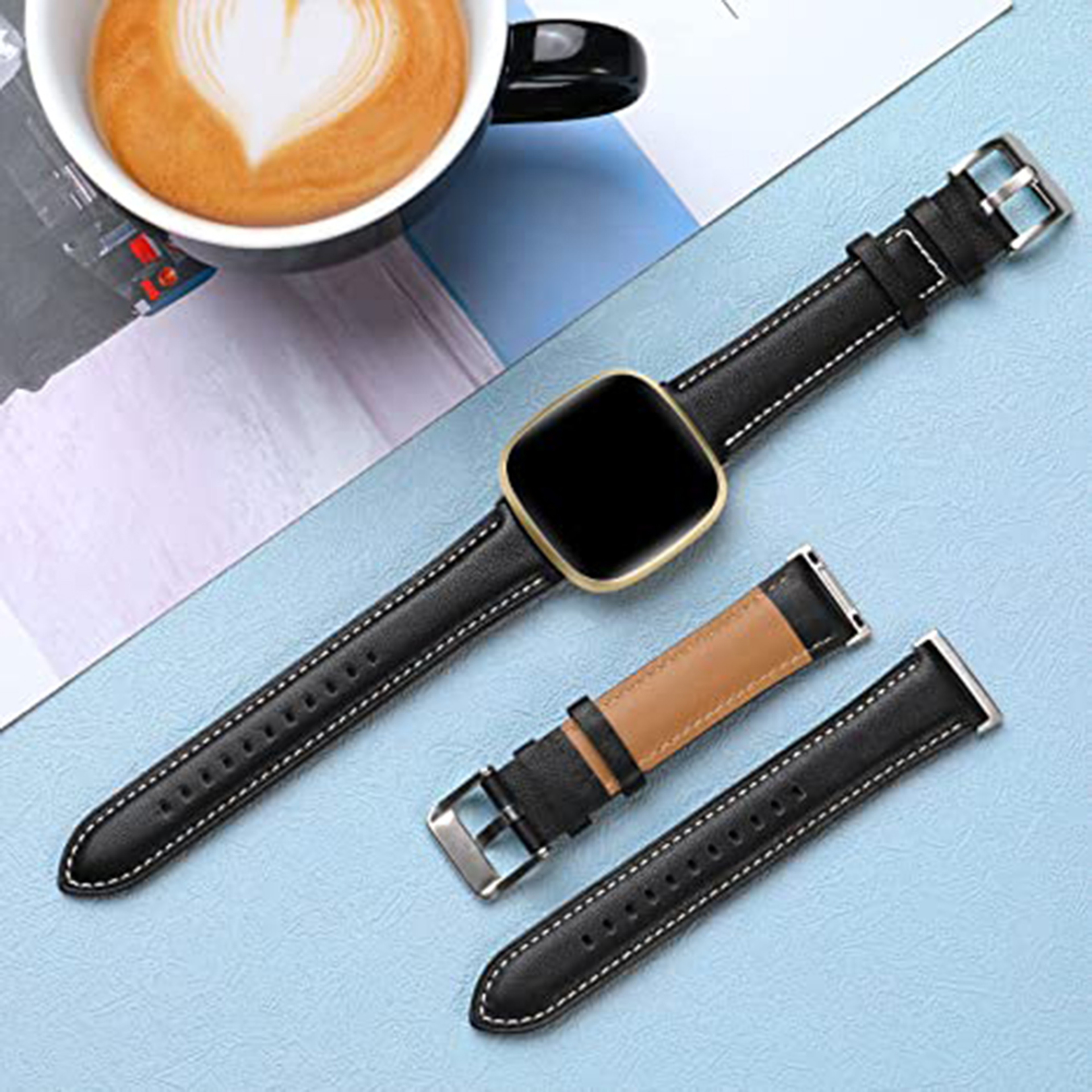 Premium Genuine Leather Fitbit Versa Band Replacement Strap For Versa 6