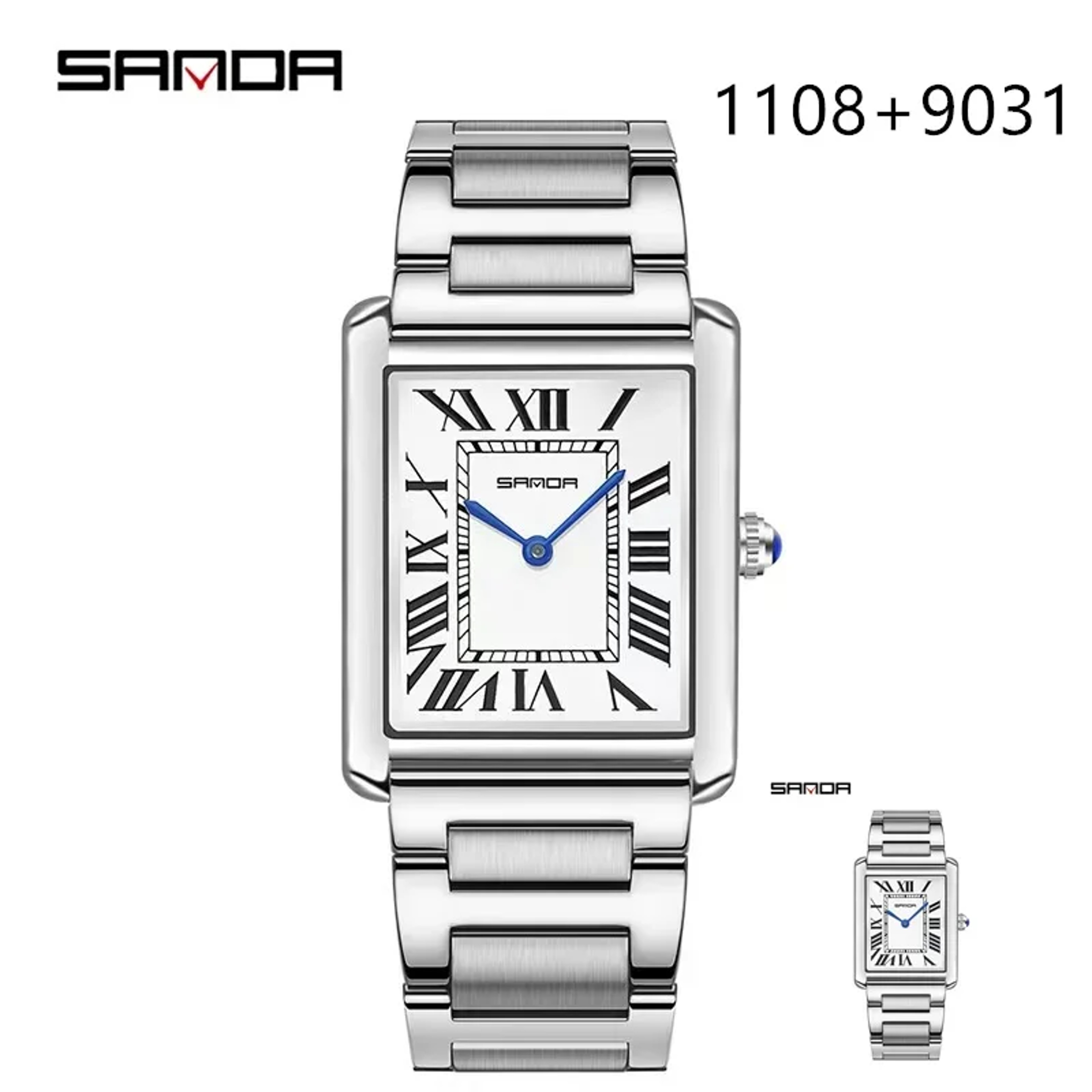 Classic Couple Quartz Watch with Square Dial Leather Strap and Water Resistance – view 8
