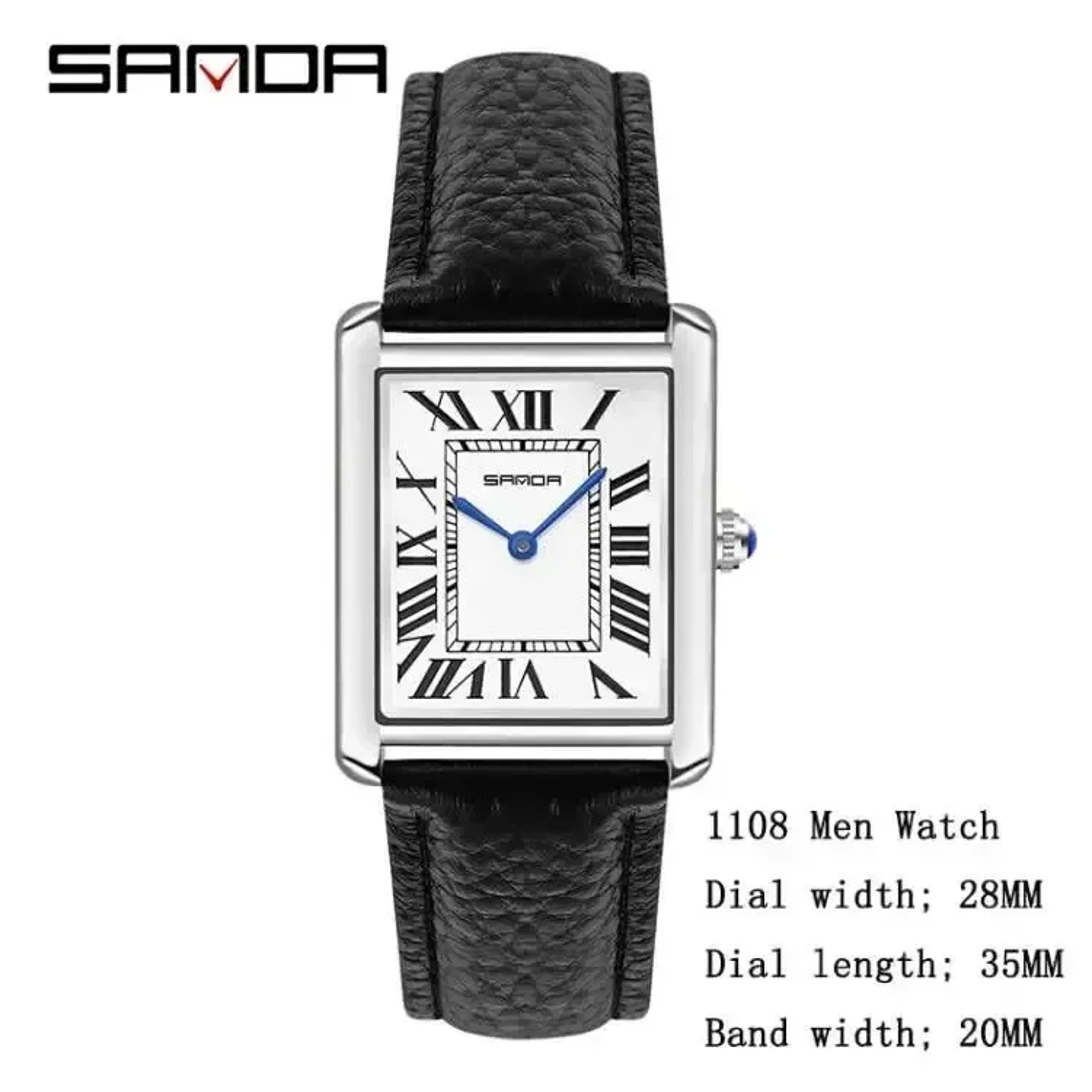 Classic Couple Quartz Watch with Square Dial Leather Strap and Water Resistance – view 11
