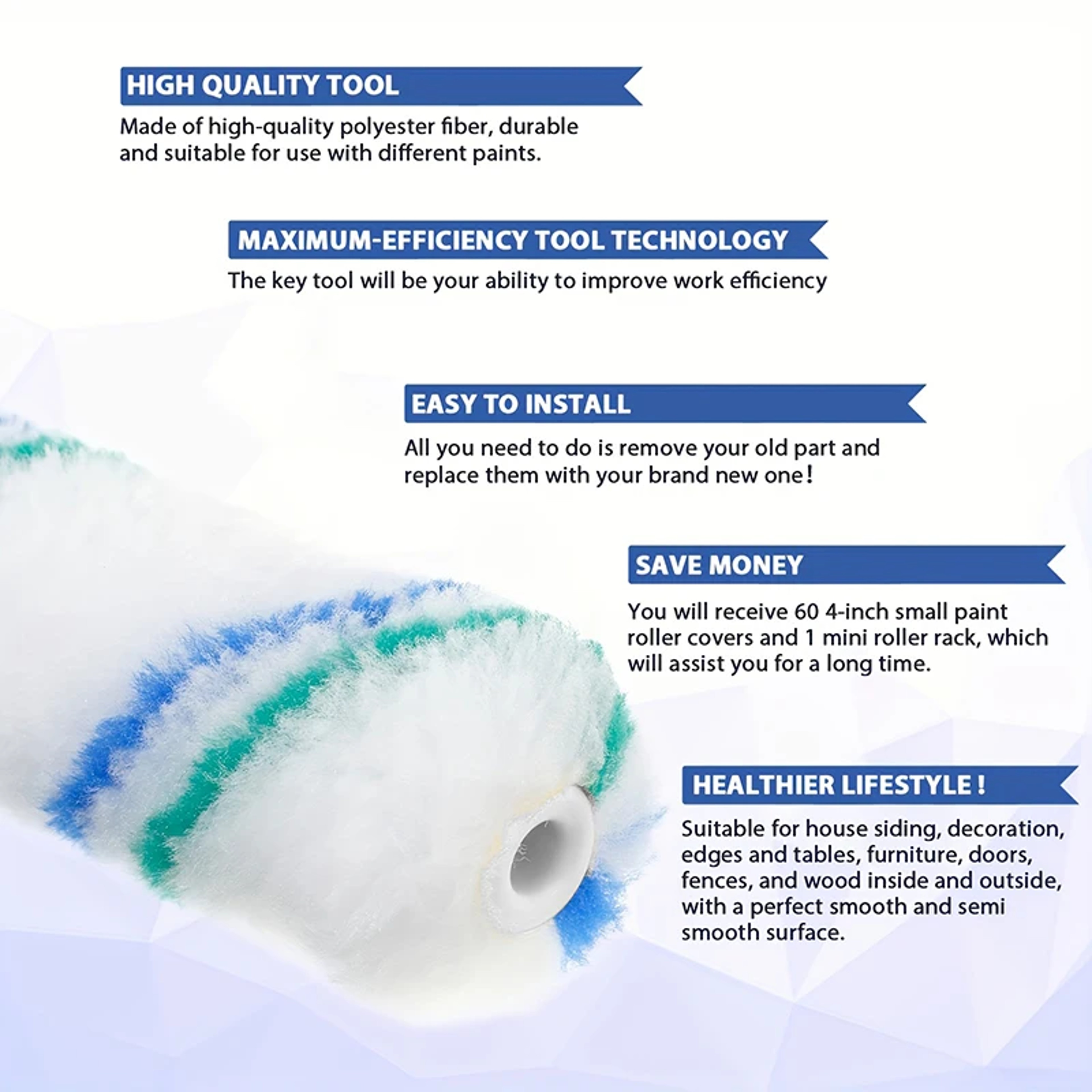 Mini Paint Roller Set with Reusable Handle and Roller Covers – view 4