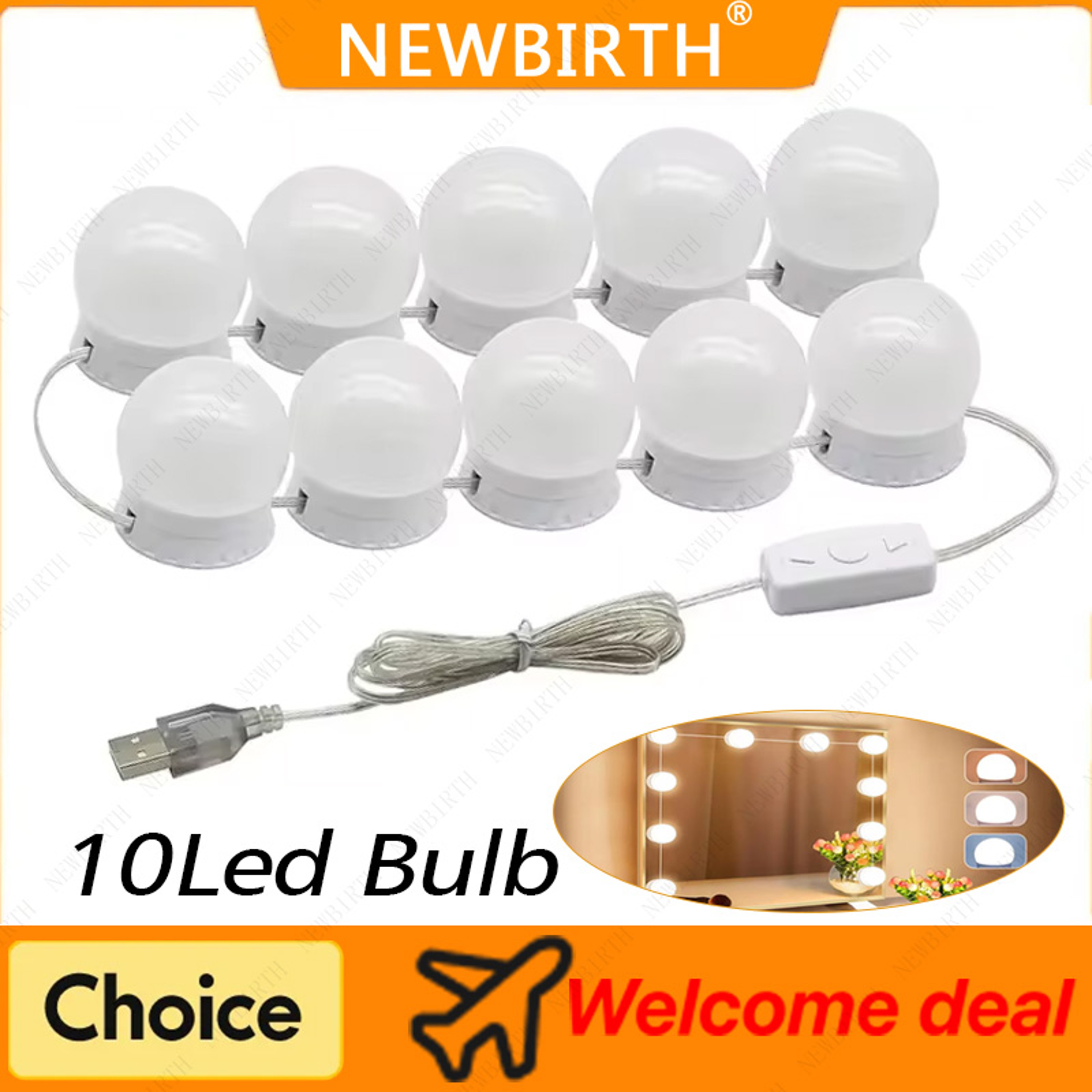 LED Hollywood Vanity Mirror Lights USB Makeup Mirror Bulbs 1