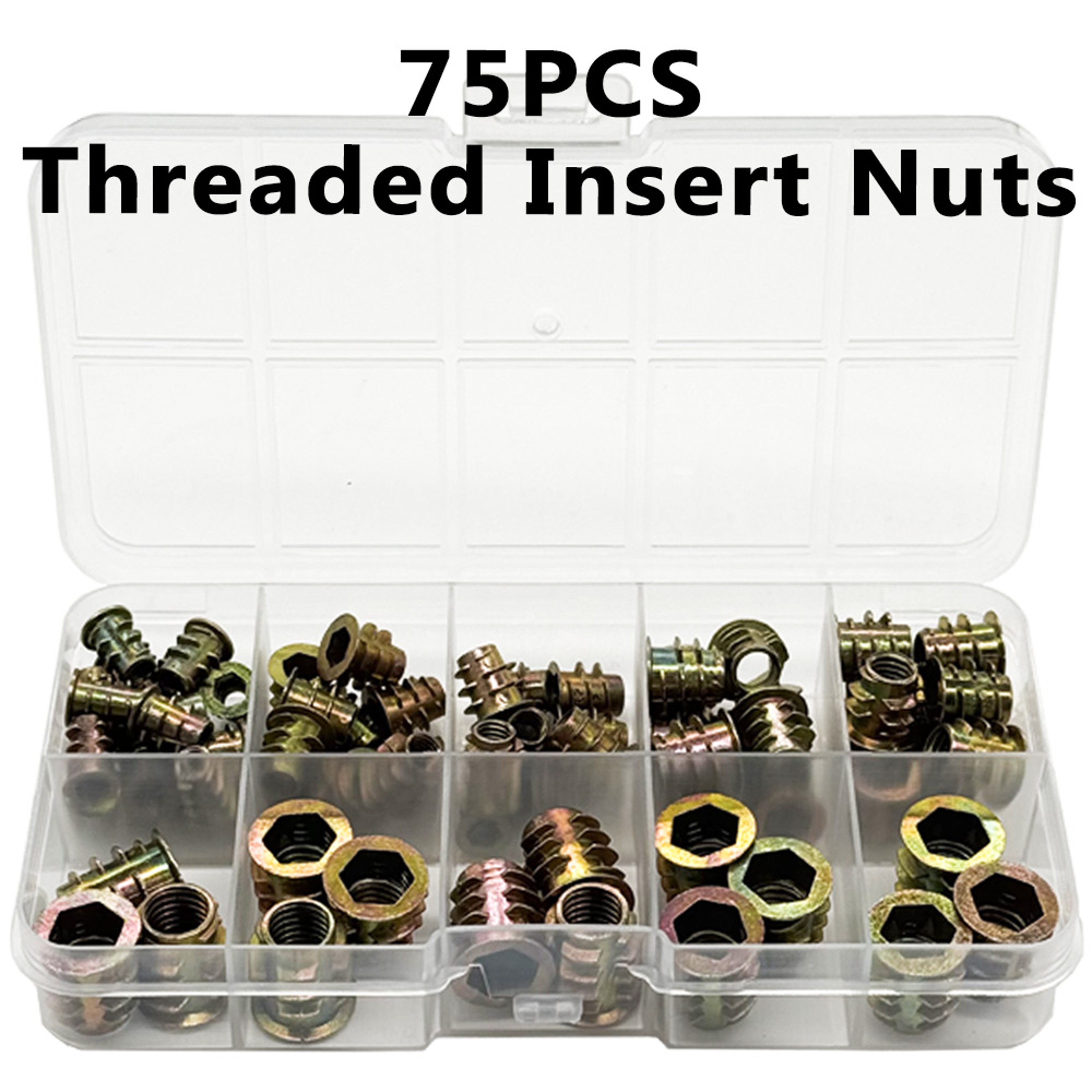 Piece Threaded Insert Nut Kit Wood Furniture Fasteners 6