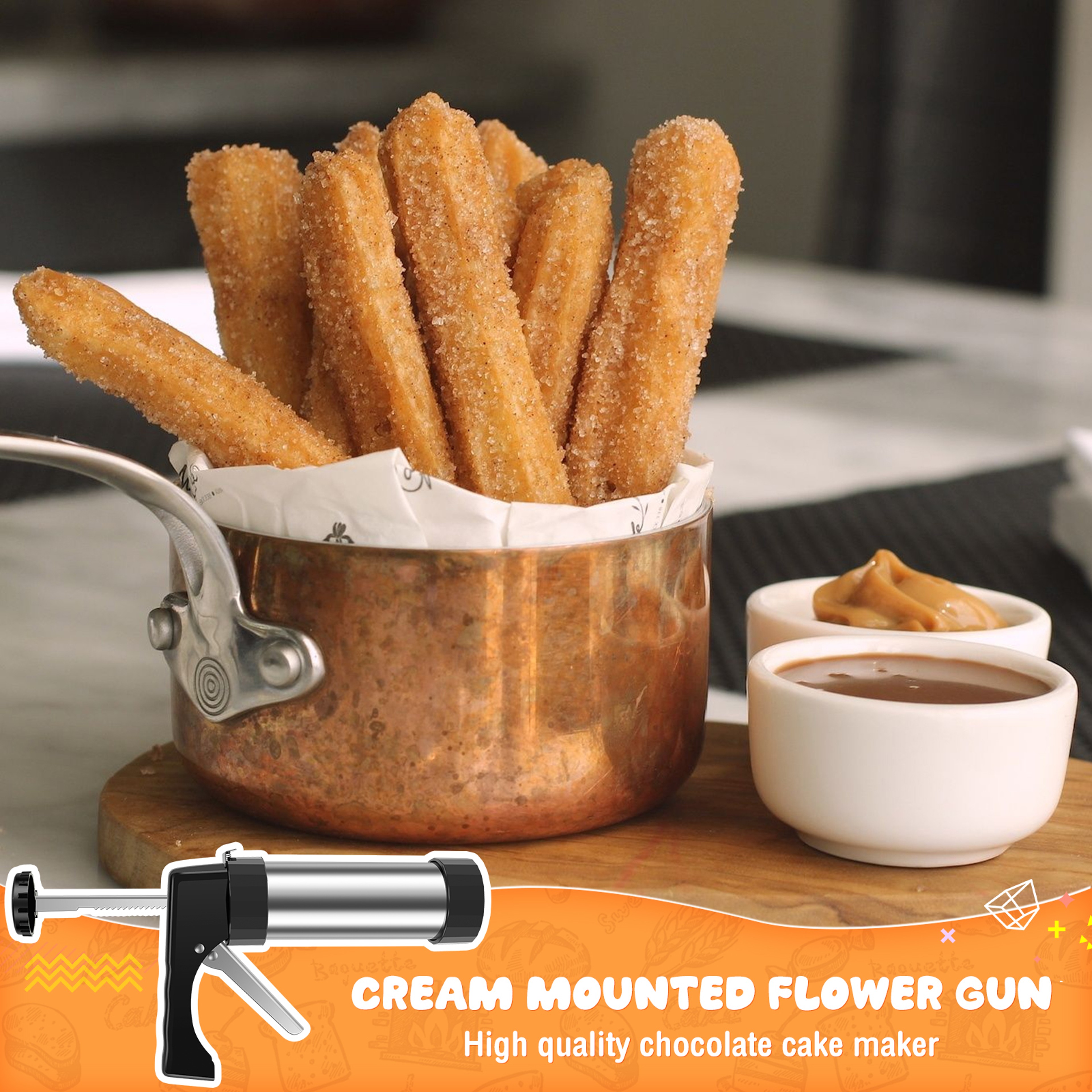 Stainless Steel Churro Maker Cookie Press Gun Baking Decorating Kit – view 3