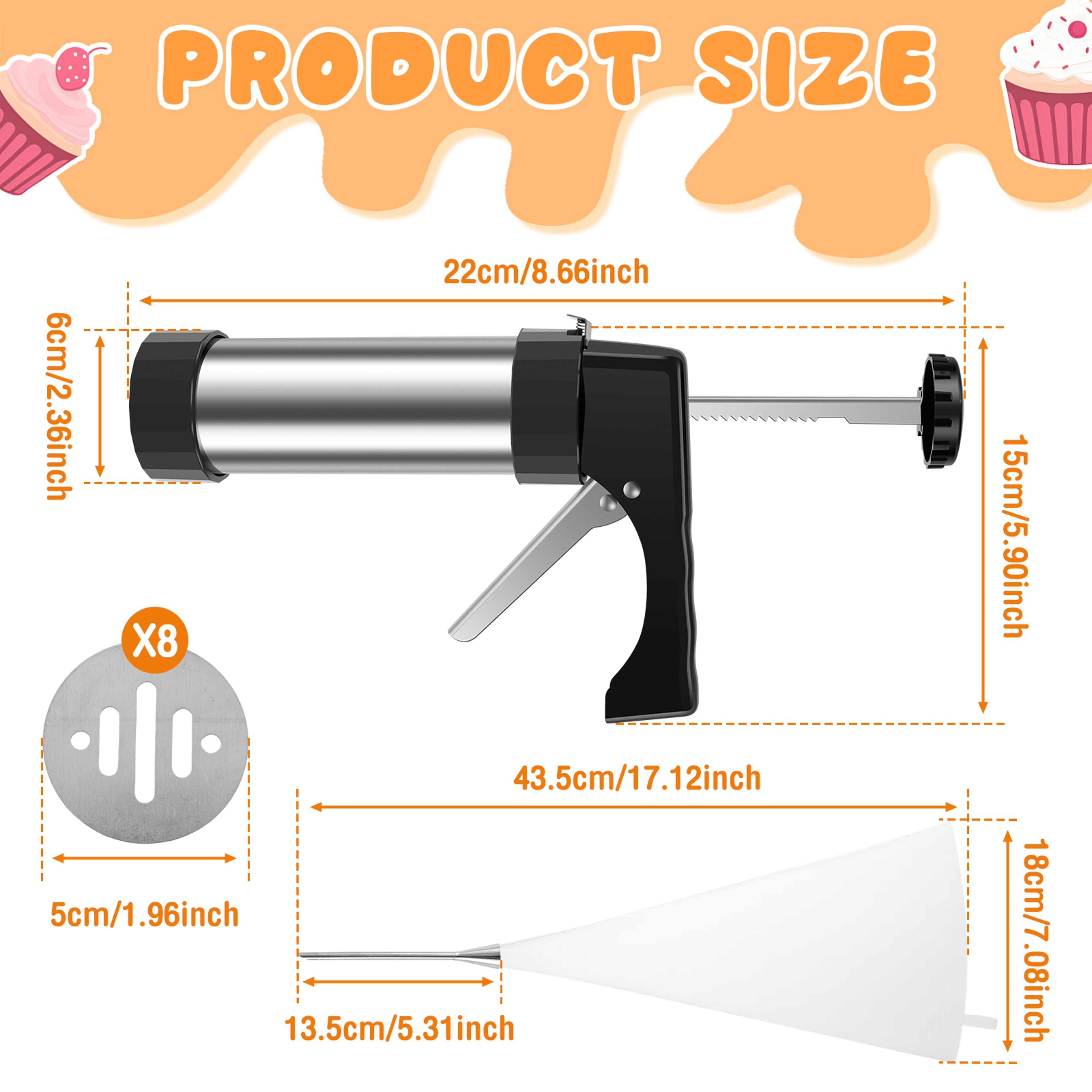 Stainless Steel Churro Maker Cookie Press Gun Baking Decorating Kit – view 6