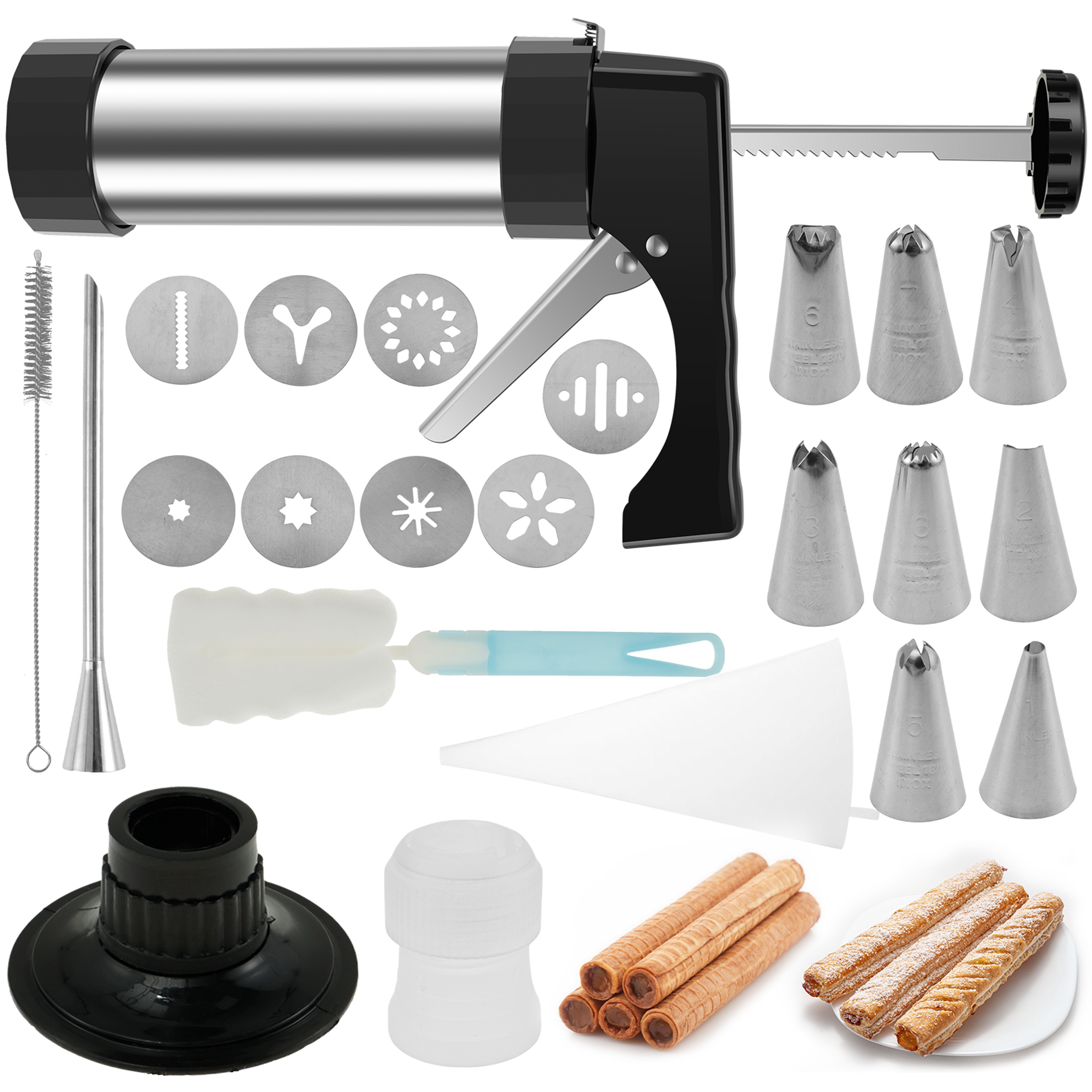 Stainless Steel Churro Maker Cookie Press Gun Baking Decorating Kit – view 8