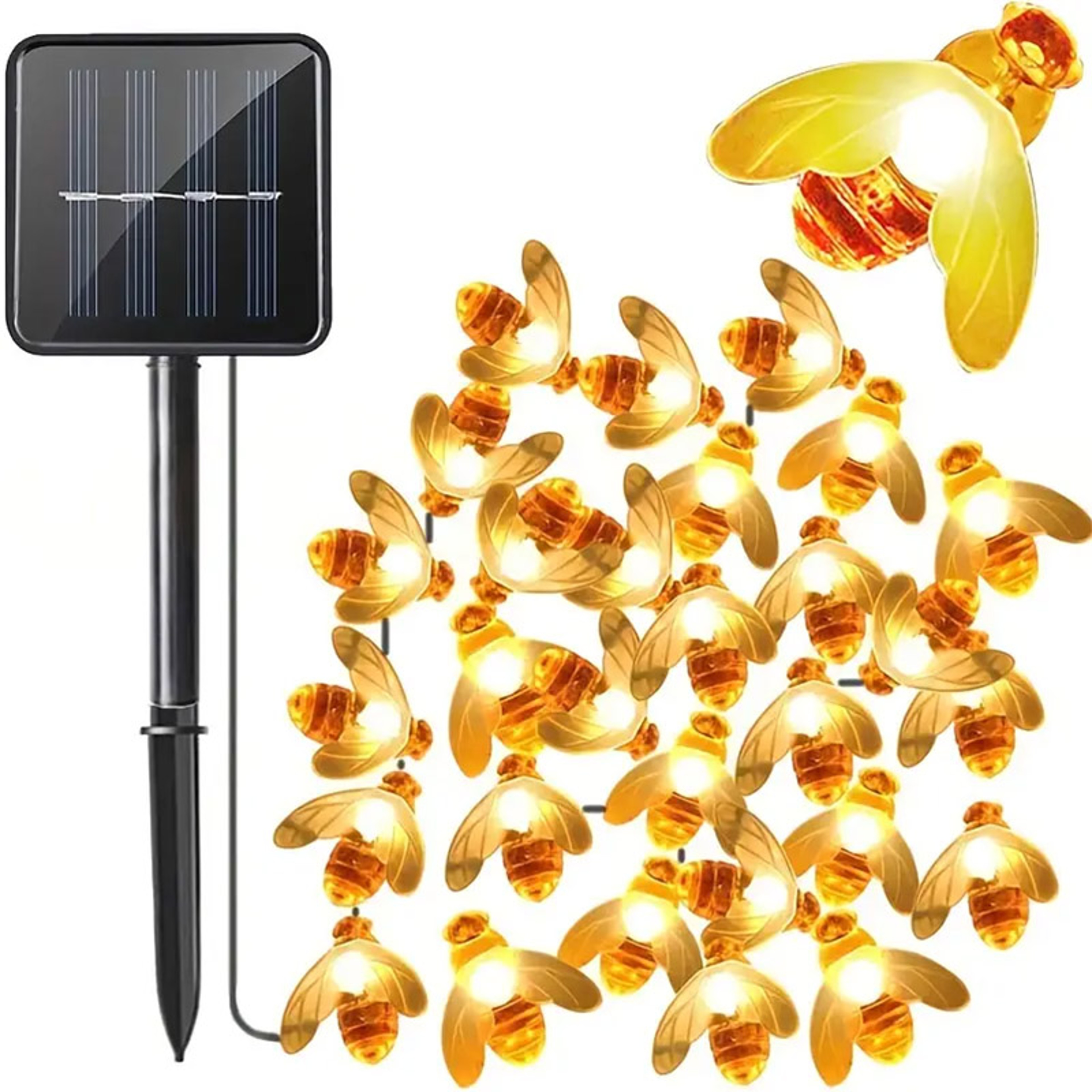 LED Solar Honey Bee Fairy String Lights for Garden and Patio – view 1
