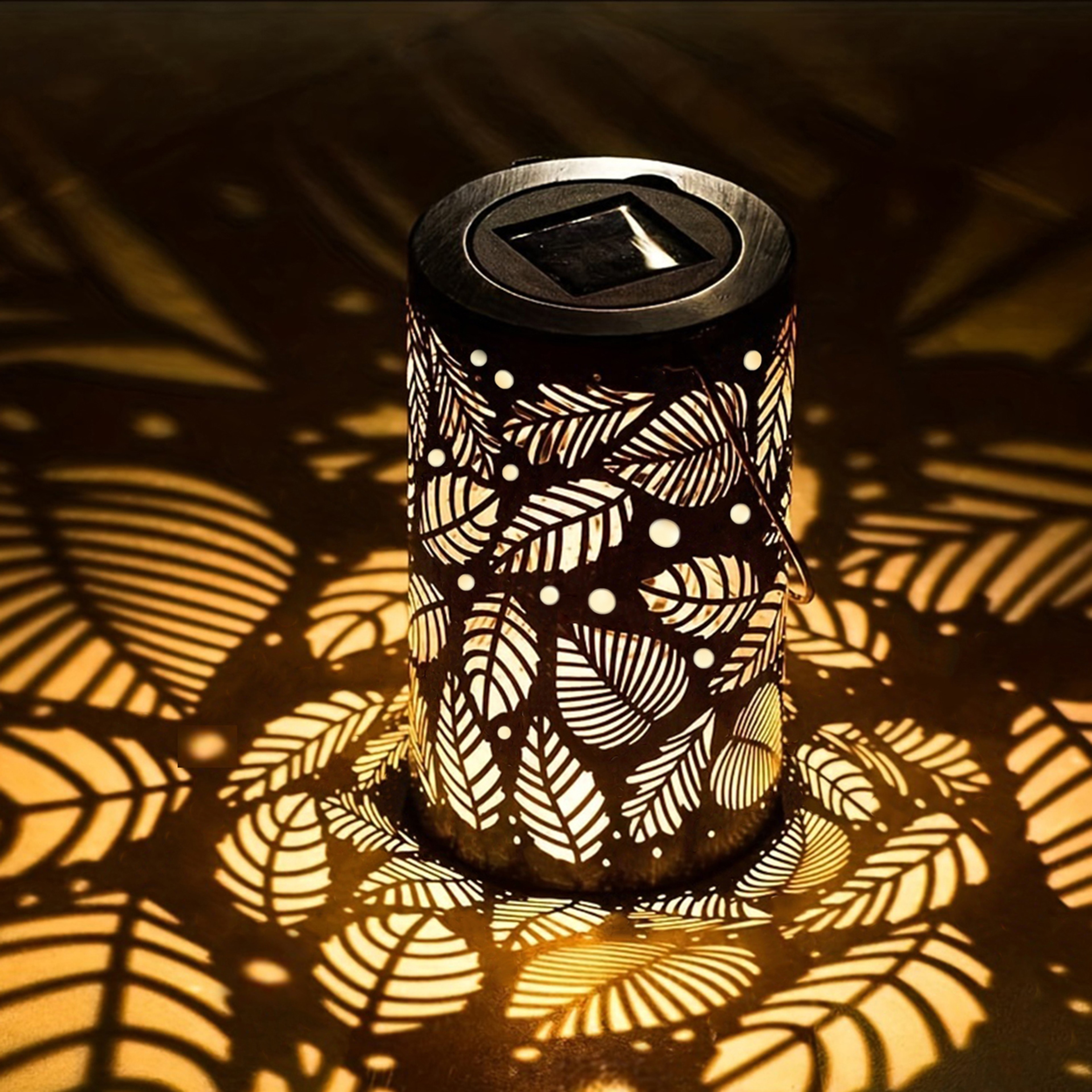 Solar Outdoor Lantern Tree and Leaf Pattern Hanging Garden Light – view 2