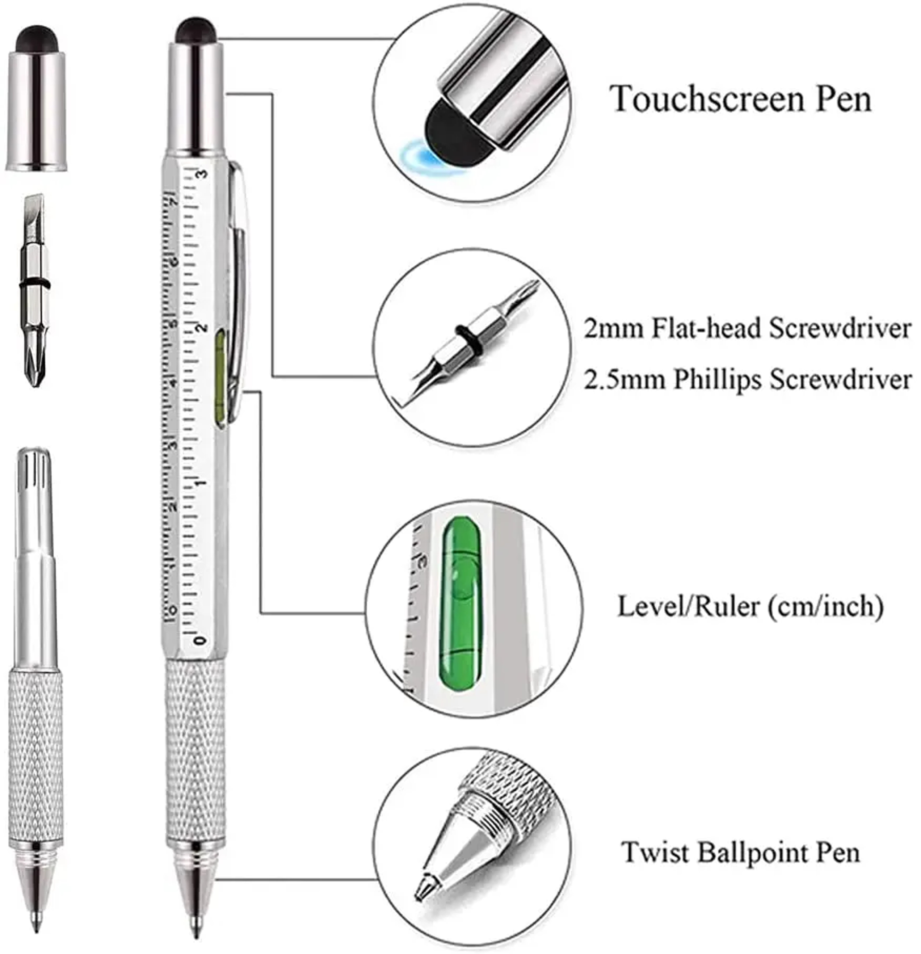 Multifunctional Stylus Pen With Screwdriver Ruler And Level Gauge 1