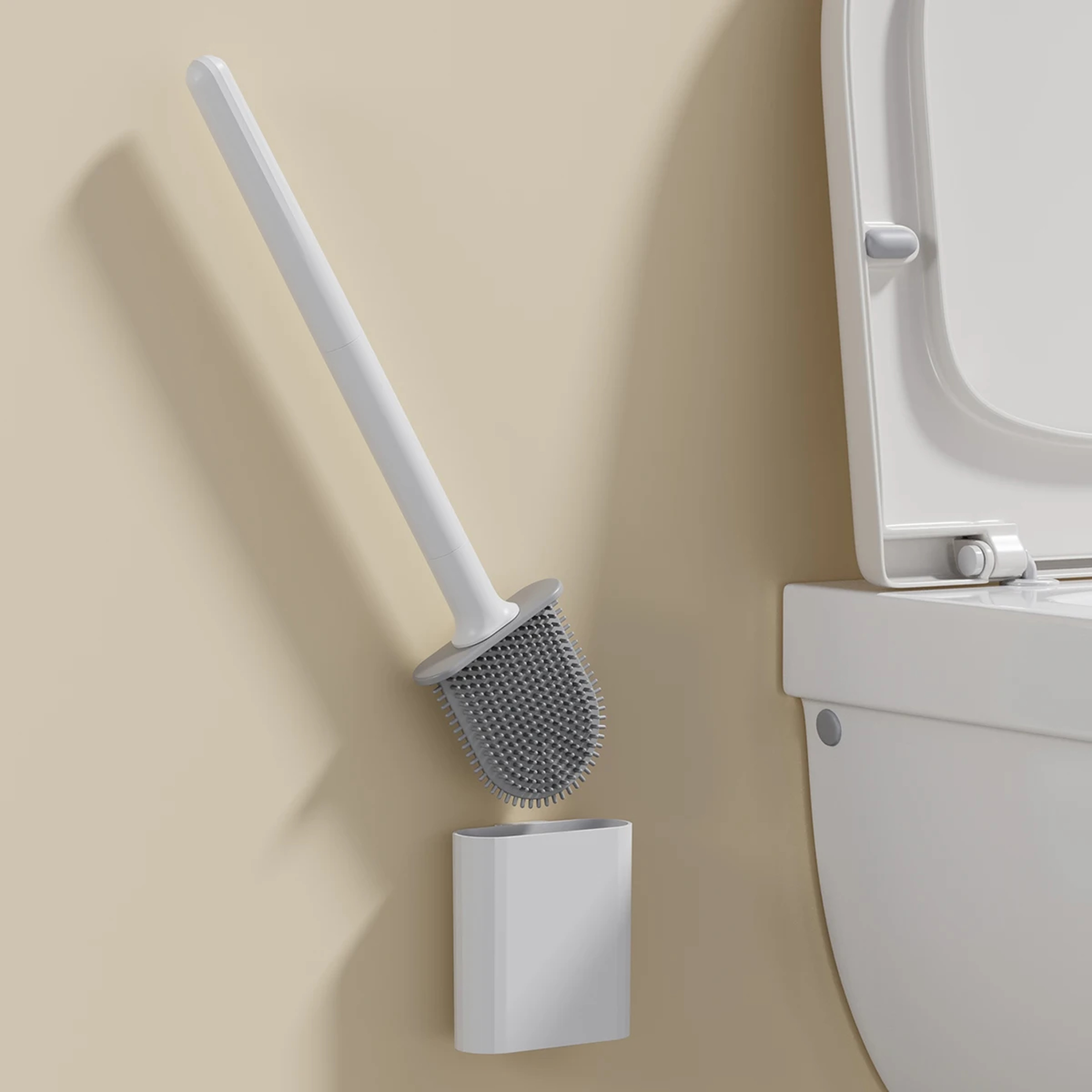 Wall Mounted Silicone Toilet Brush  Flexible Flat Head 7