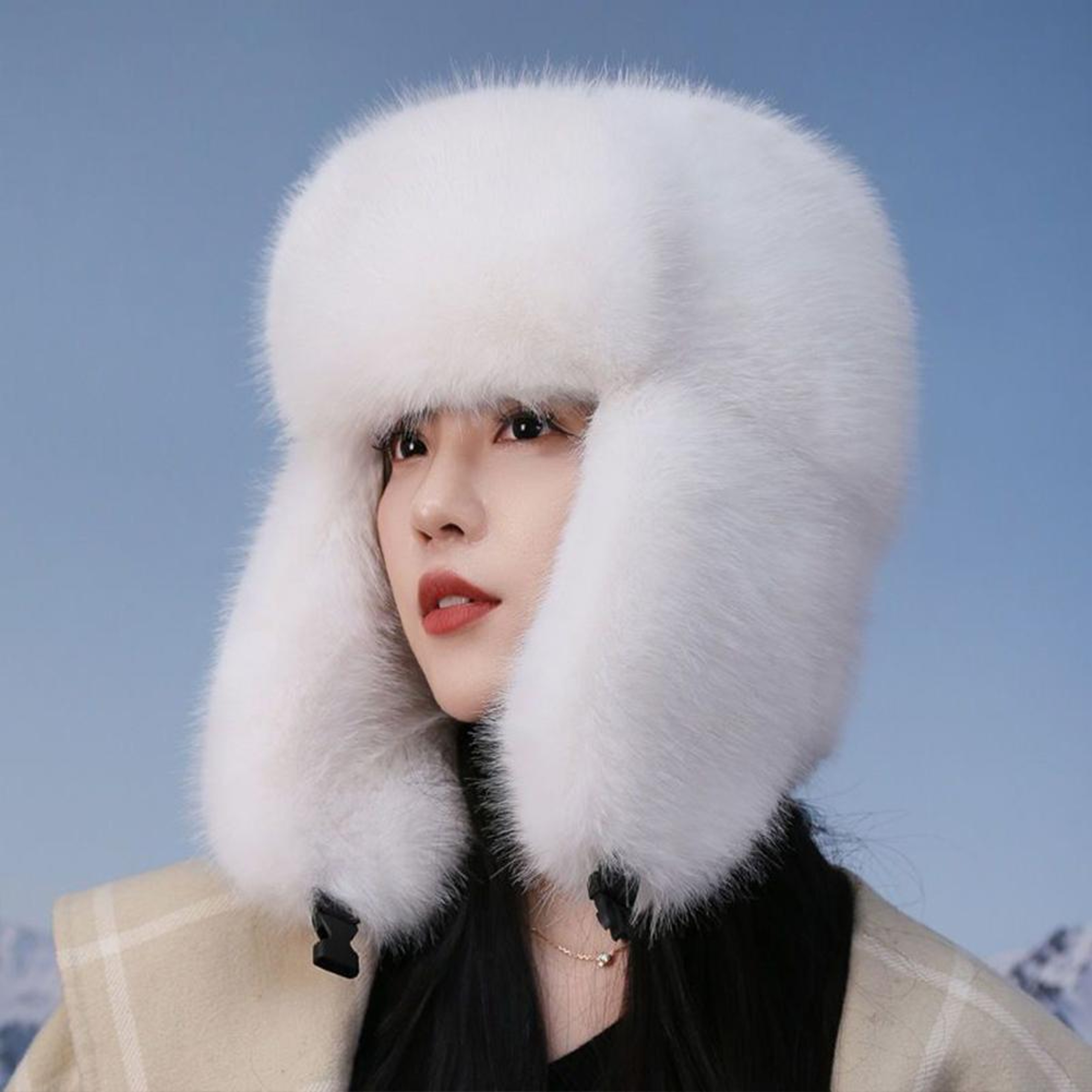 Faux Fur Bomber Hat Windproof Winter Trapper Hat with Warm Earflaps – view 4