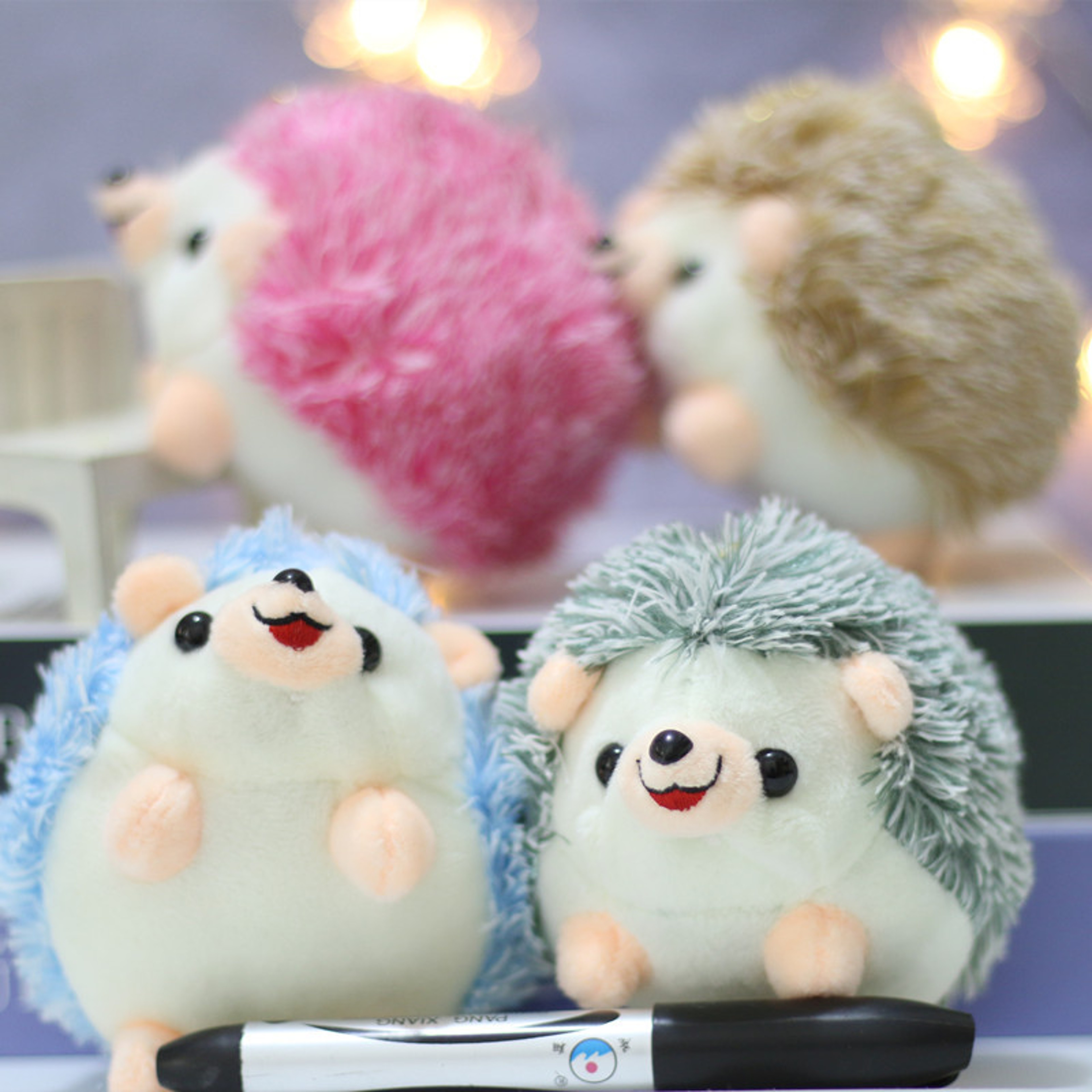 Cute Plush Hedgehog Keychain Soft Stuffed Animal Backpack Charm 2