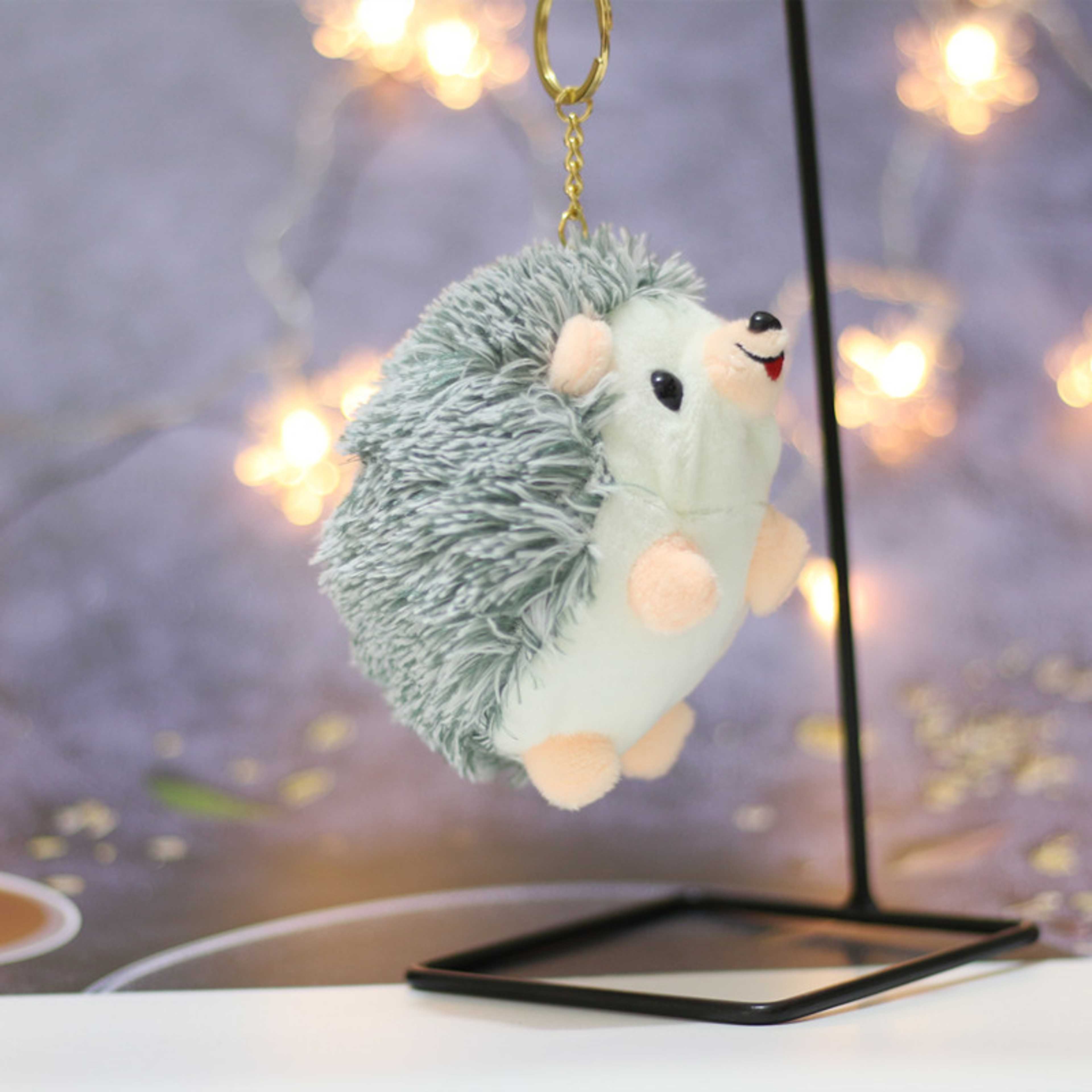 Cute Plush Hedgehog Keychain Soft Stuffed Animal Backpack Charm 9