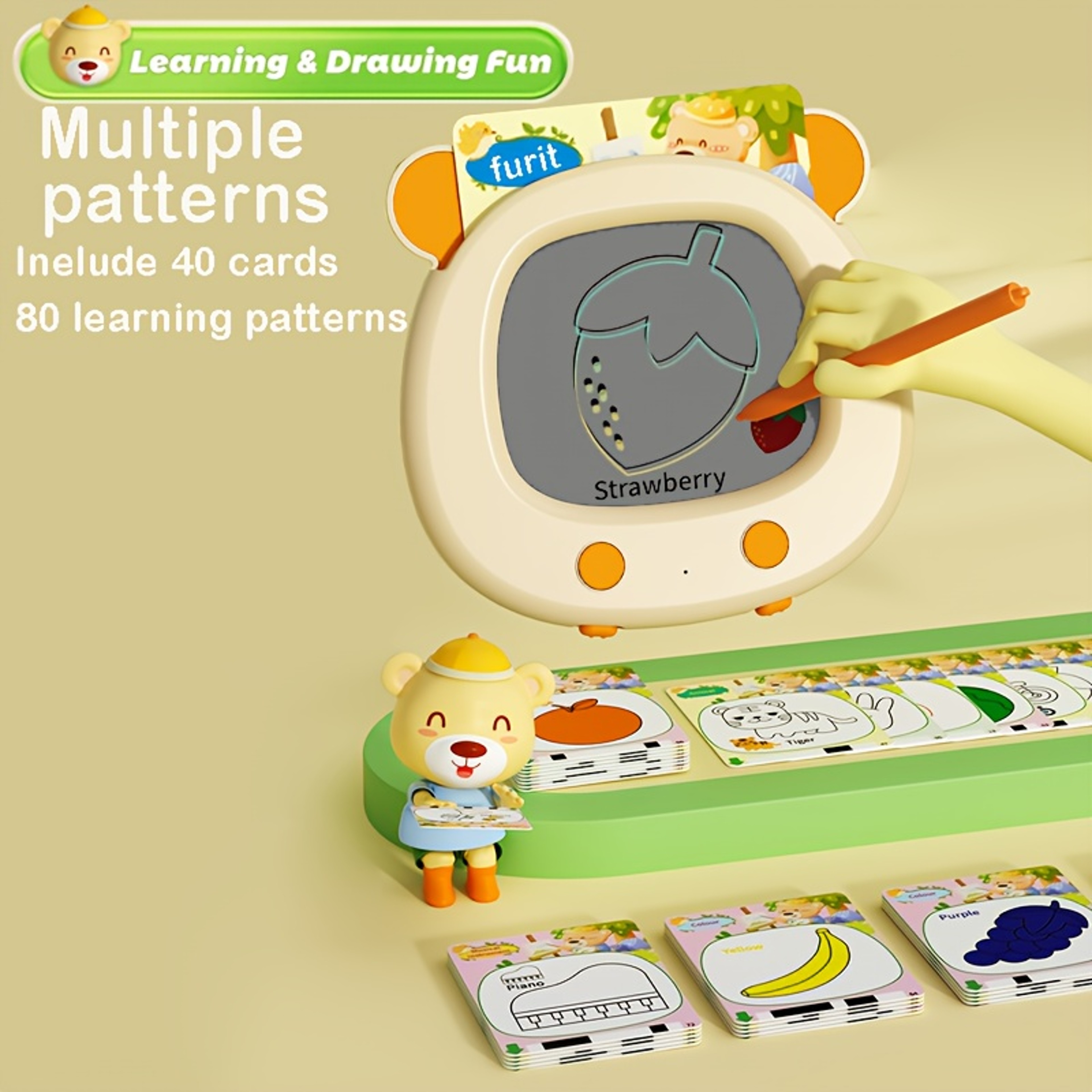 Montessori Talking Flash Cards With LCD Writing Tablet For Toddler Learning 4