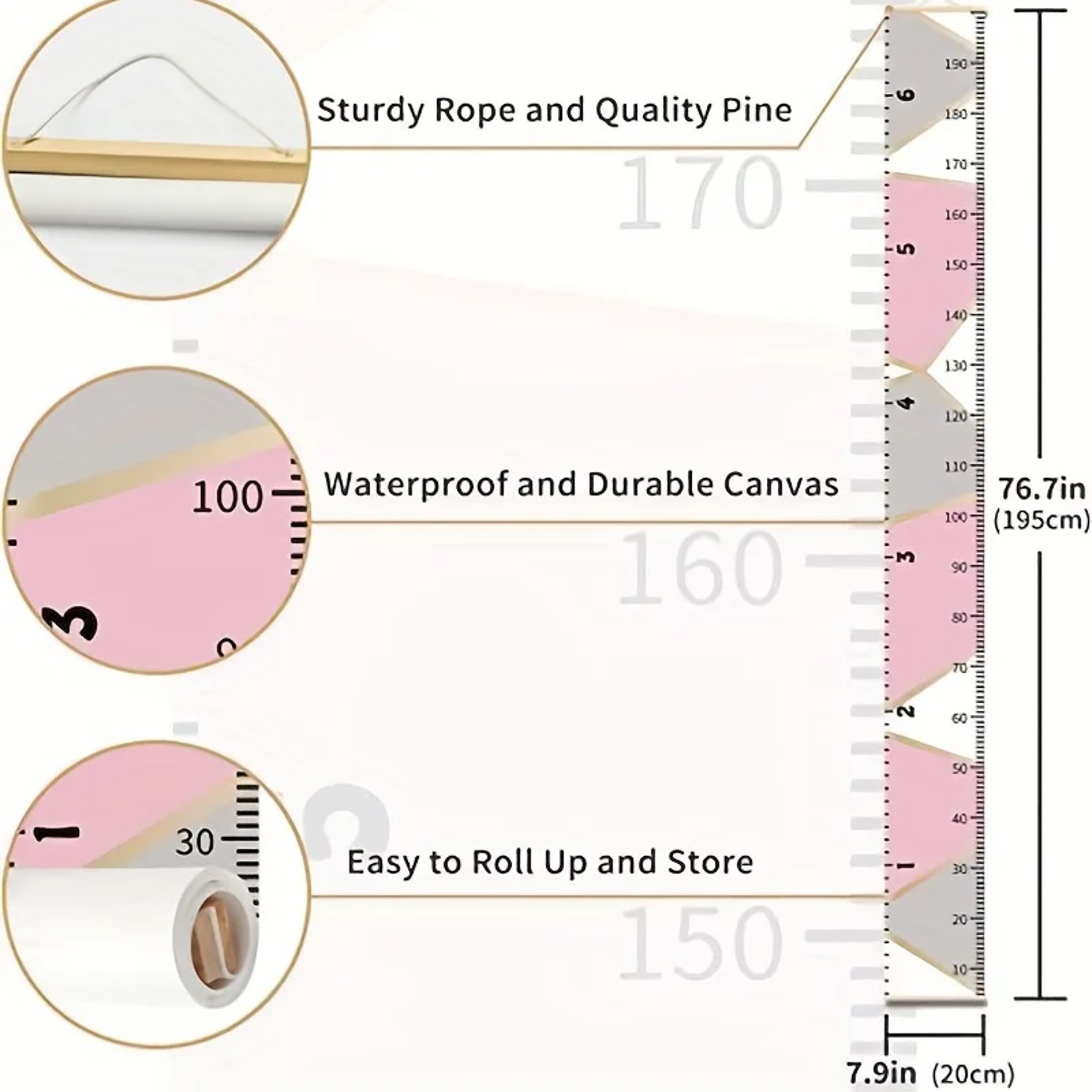 Kids Height Growth Chart Ruler Waterproof Removable Nursery Wall Decor – view 2