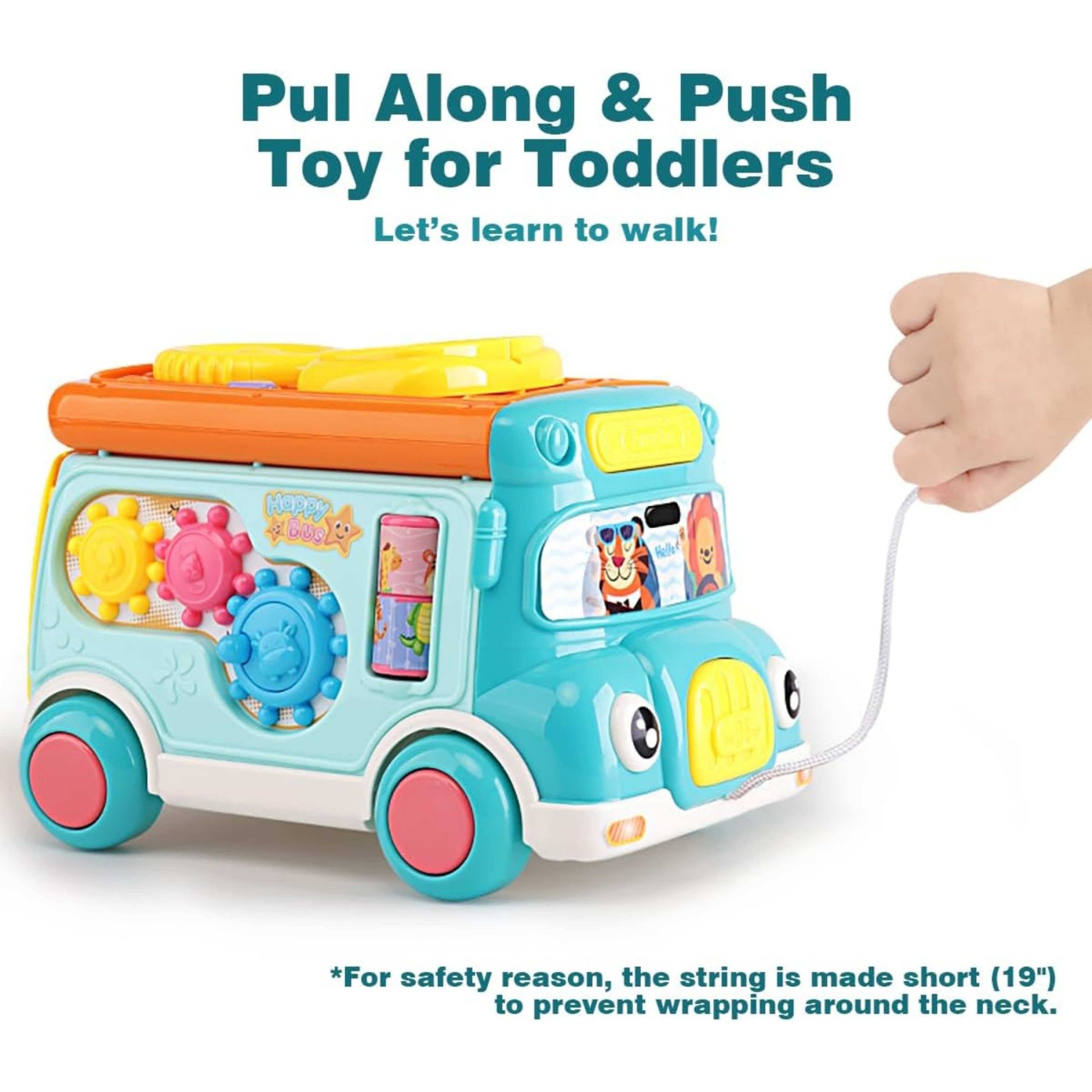 Interactive Music Activity Bus Shape Sorter Learning Toy For Kids 3