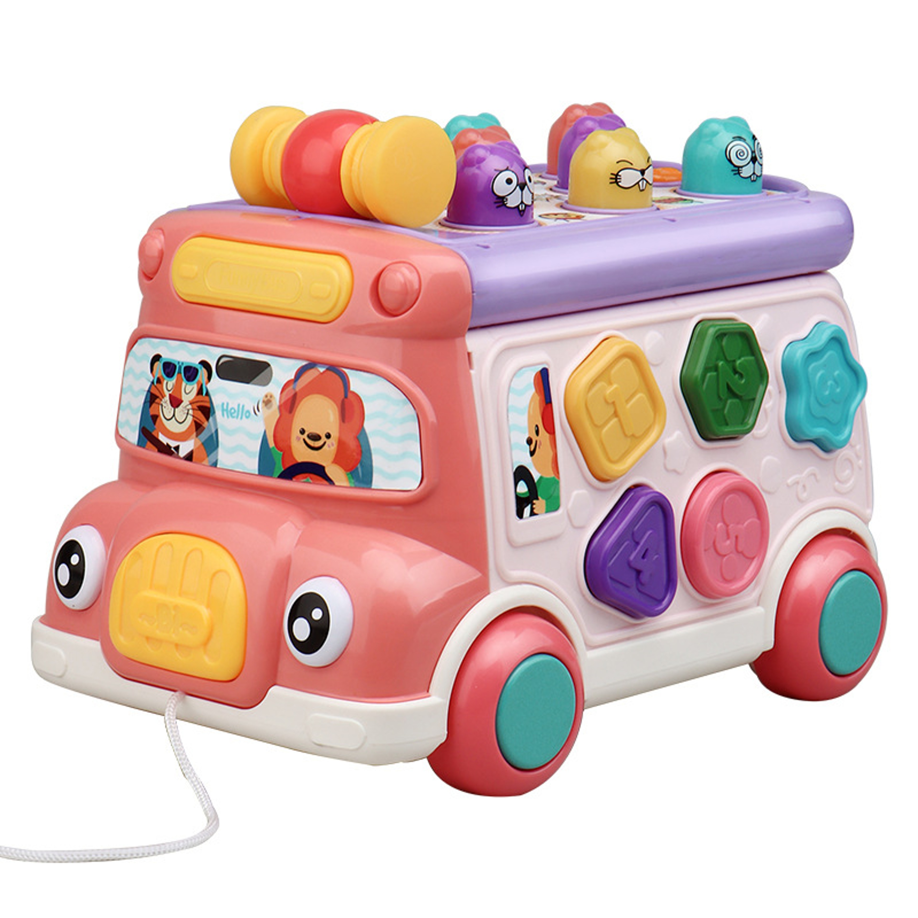 Interactive Music Activity Bus Shape Sorter Learning Toy For Kids 6