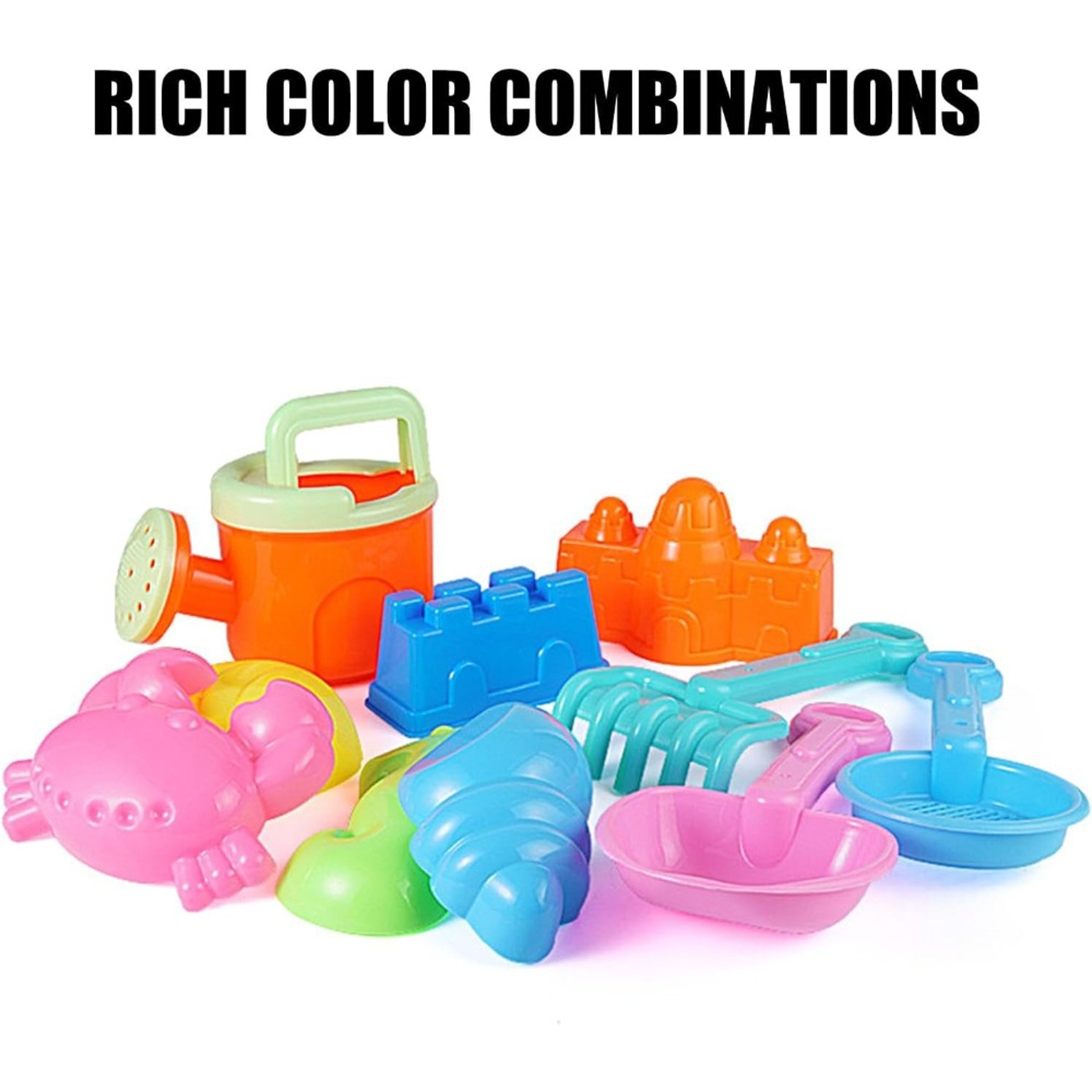 Kids Beach Sand Toys Set With Sandcastle Bucket Shovels And Animal Molds 5