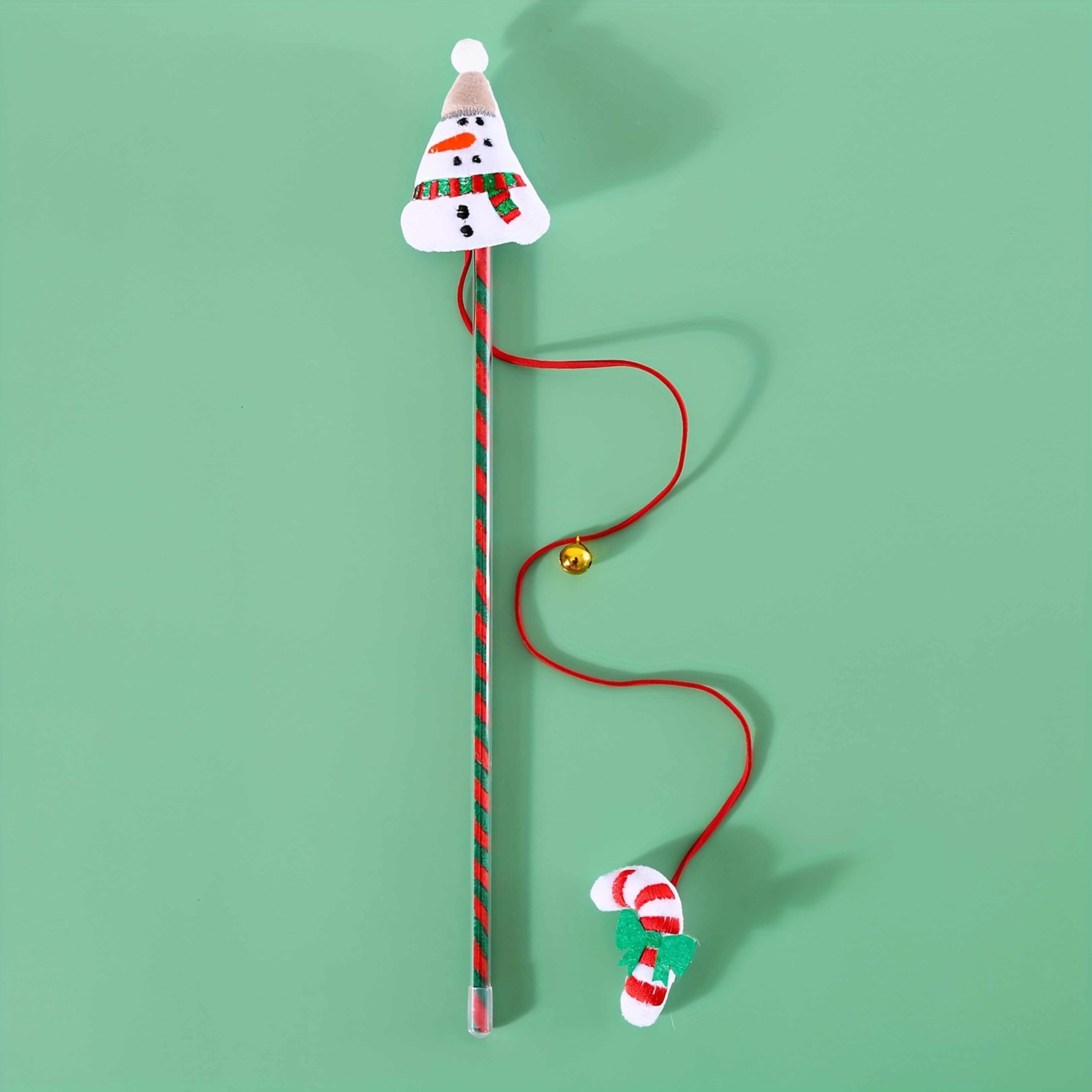 Christmas Cat Wand Toy Interactive Bell Teaser For Indoor Cats 3