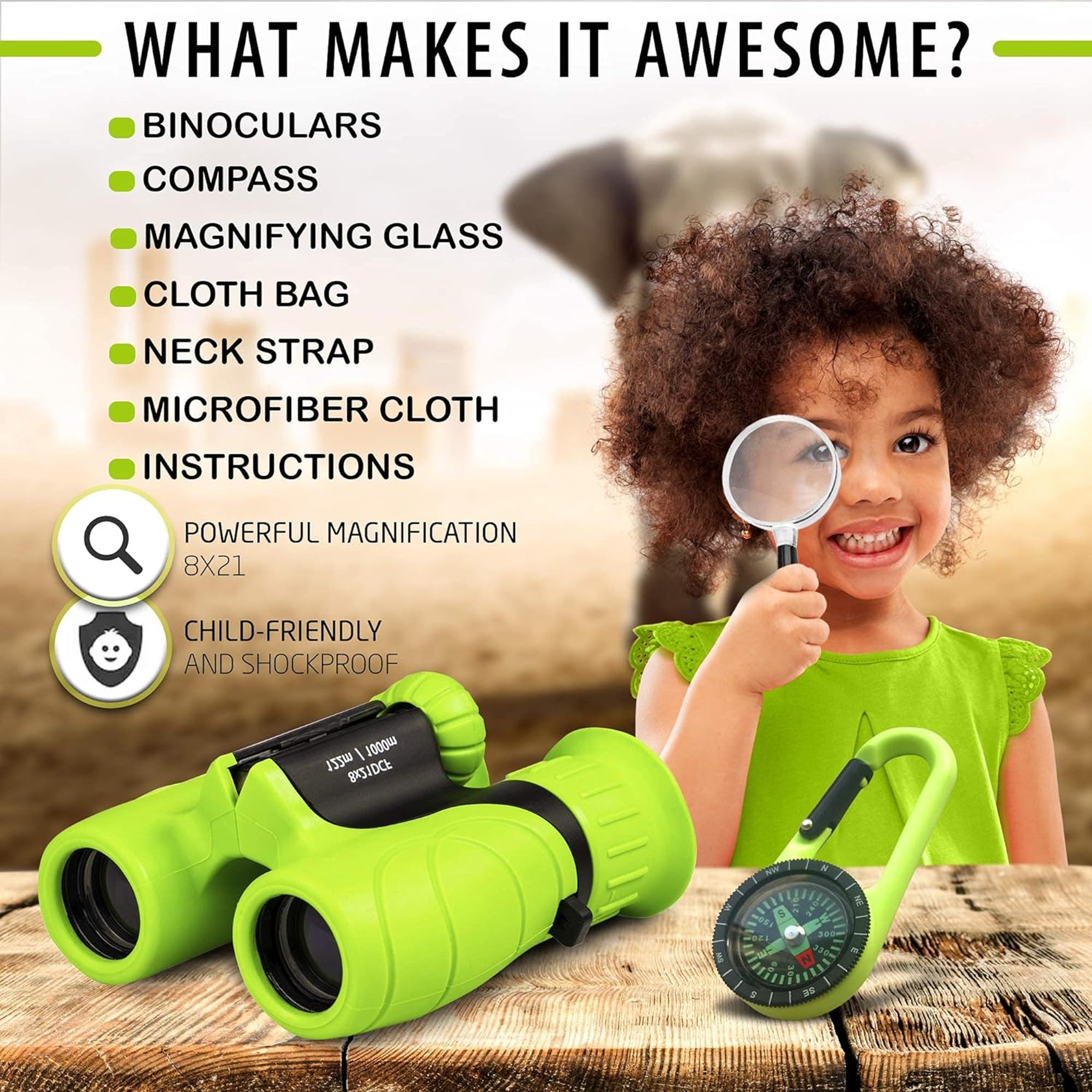 Binoculars Outdoor Explorer Kit with Magnifying Glass and Compass – view 4