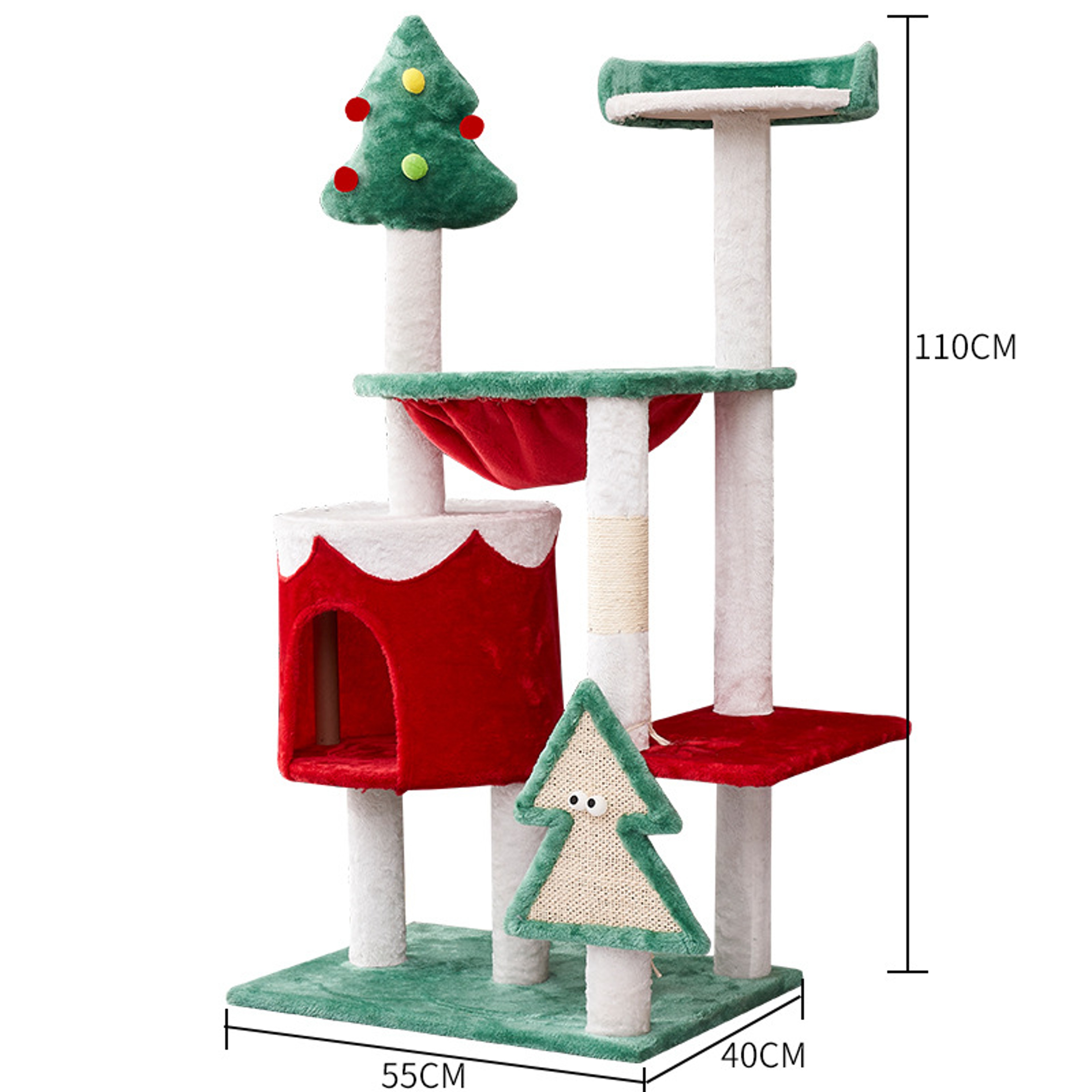 Christmas Tree Cat Tower Plush Cat Bed With Sisal Scratching Board 5