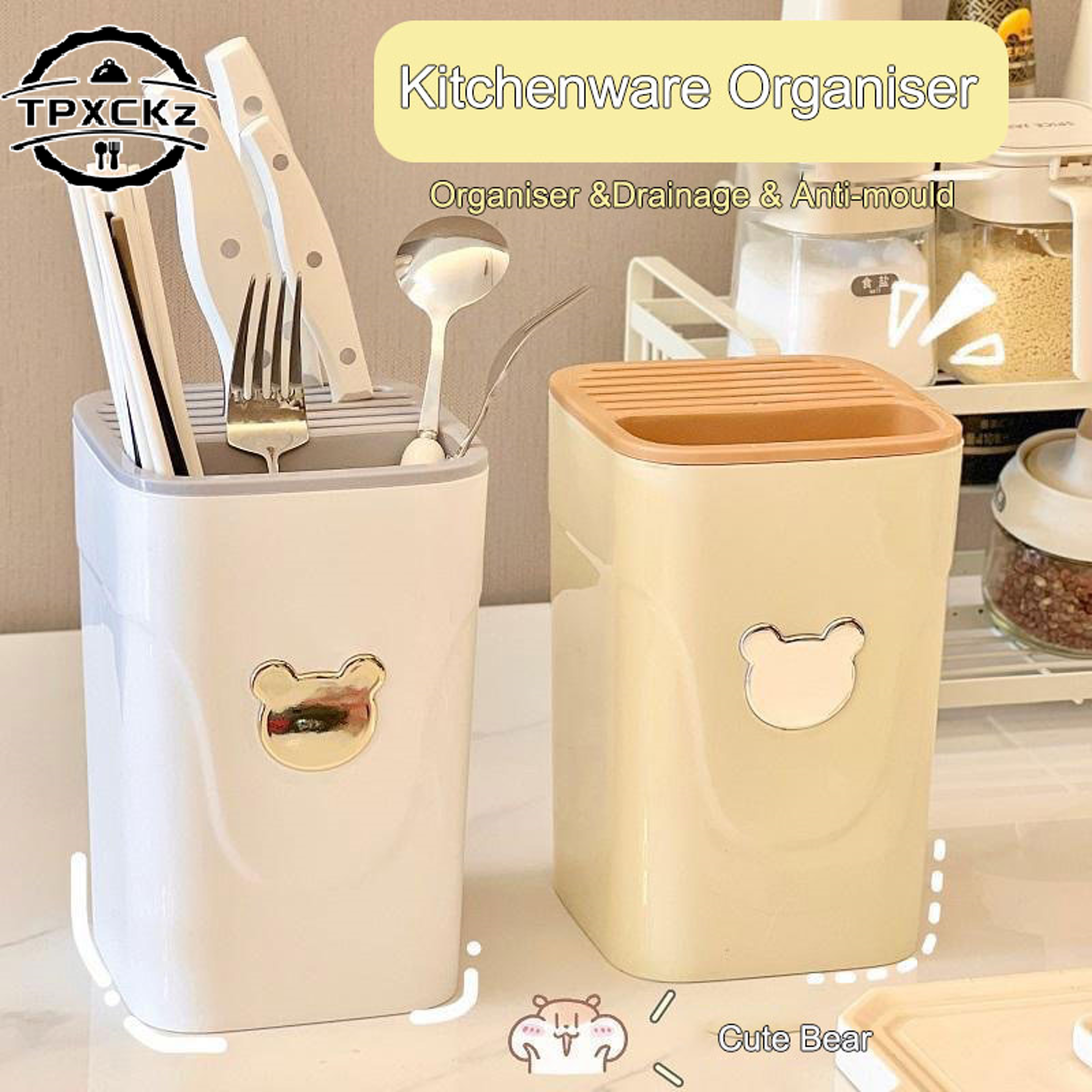 Space Saving Knife Block Holder and Kitchen Utensil Organizer – view 1