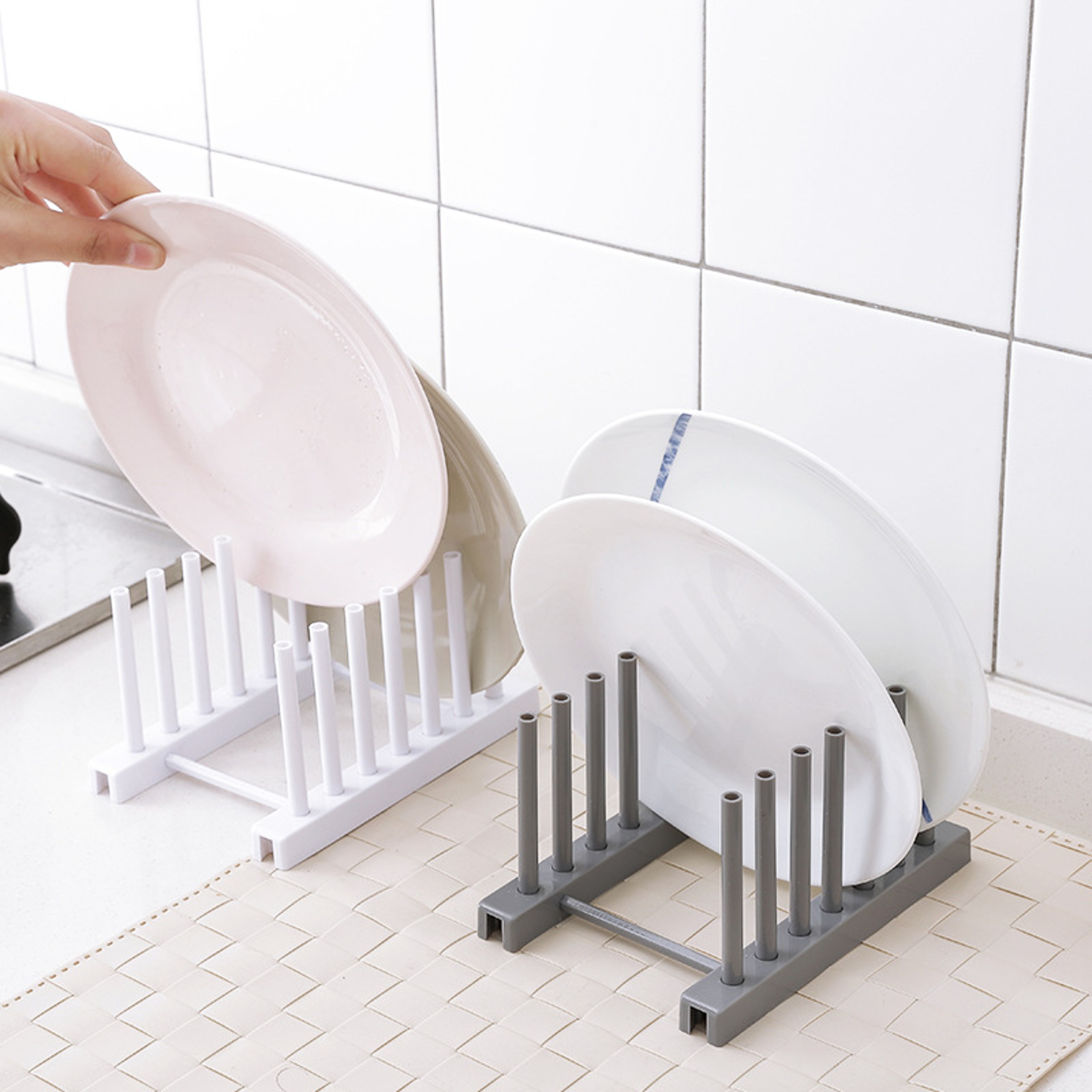 Expandable Over Sink Dish Drying Rack with Silicone Drying Mat and Cutlery Holder – view 3