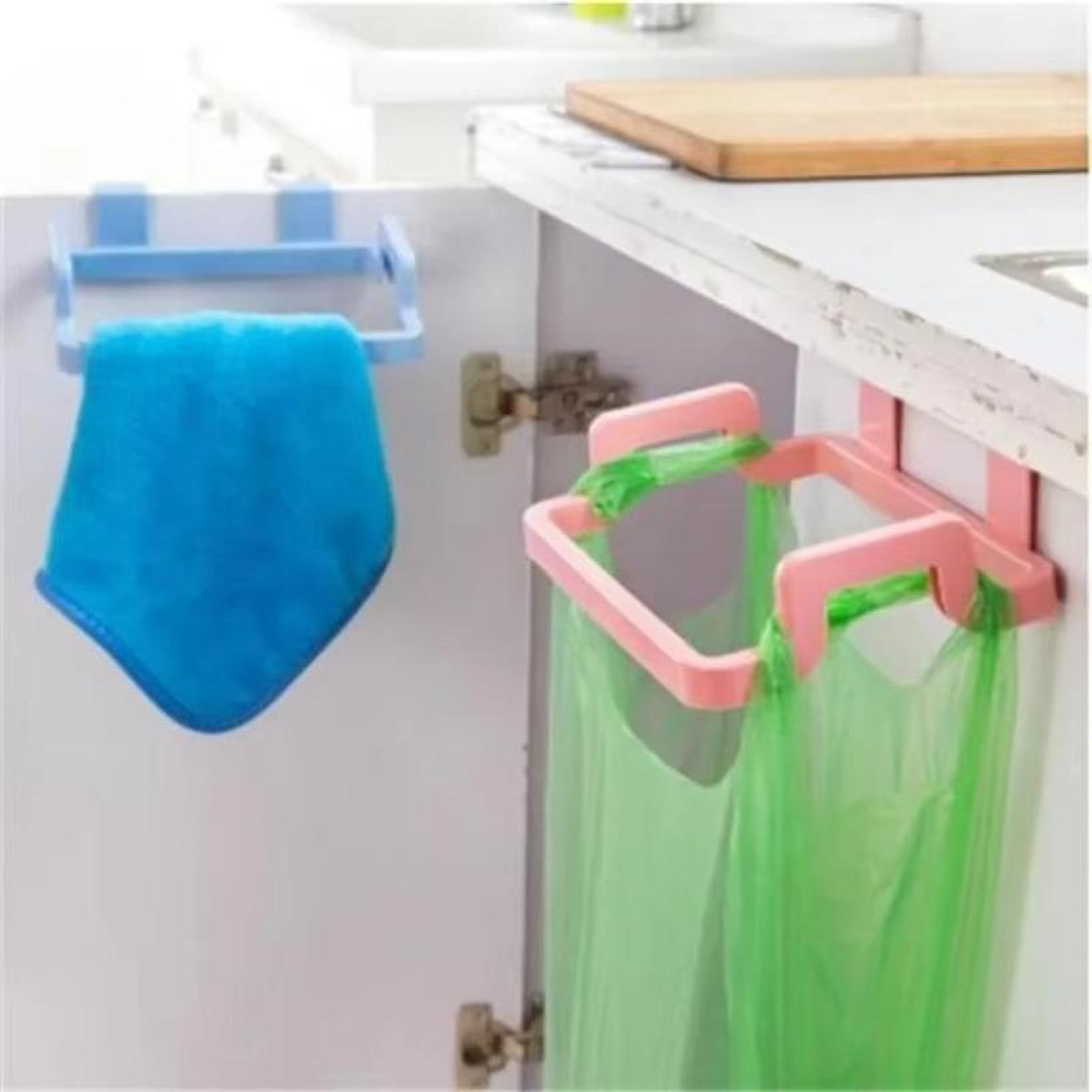 Kitchen Cabinet Garbage Bag Holder Space Saving Hanging Trash Bag Rack – view 4