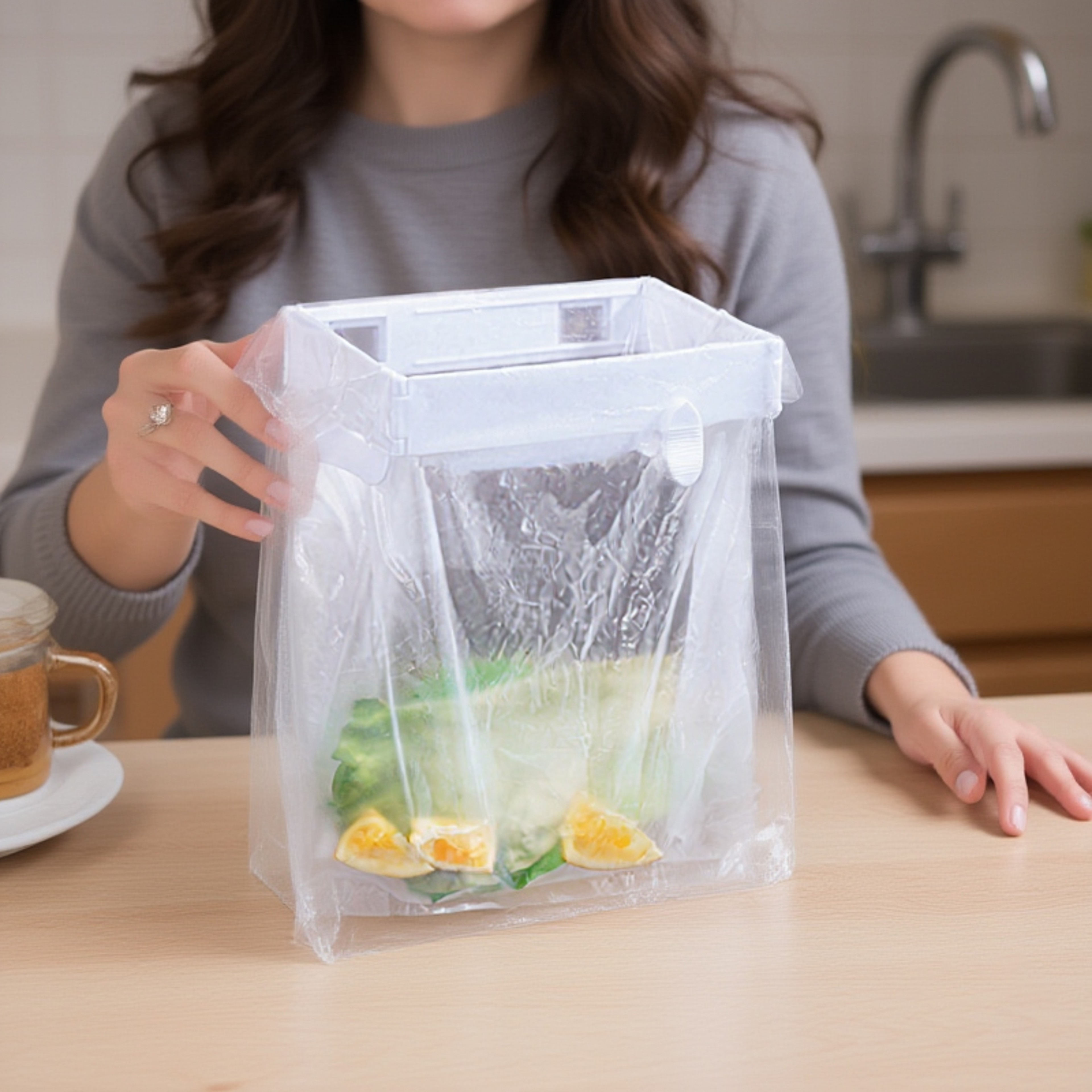 Foldable Hanging Trash Bag Holder Space Saving Kitchen Cabinet Garbage Bag Rack 2
