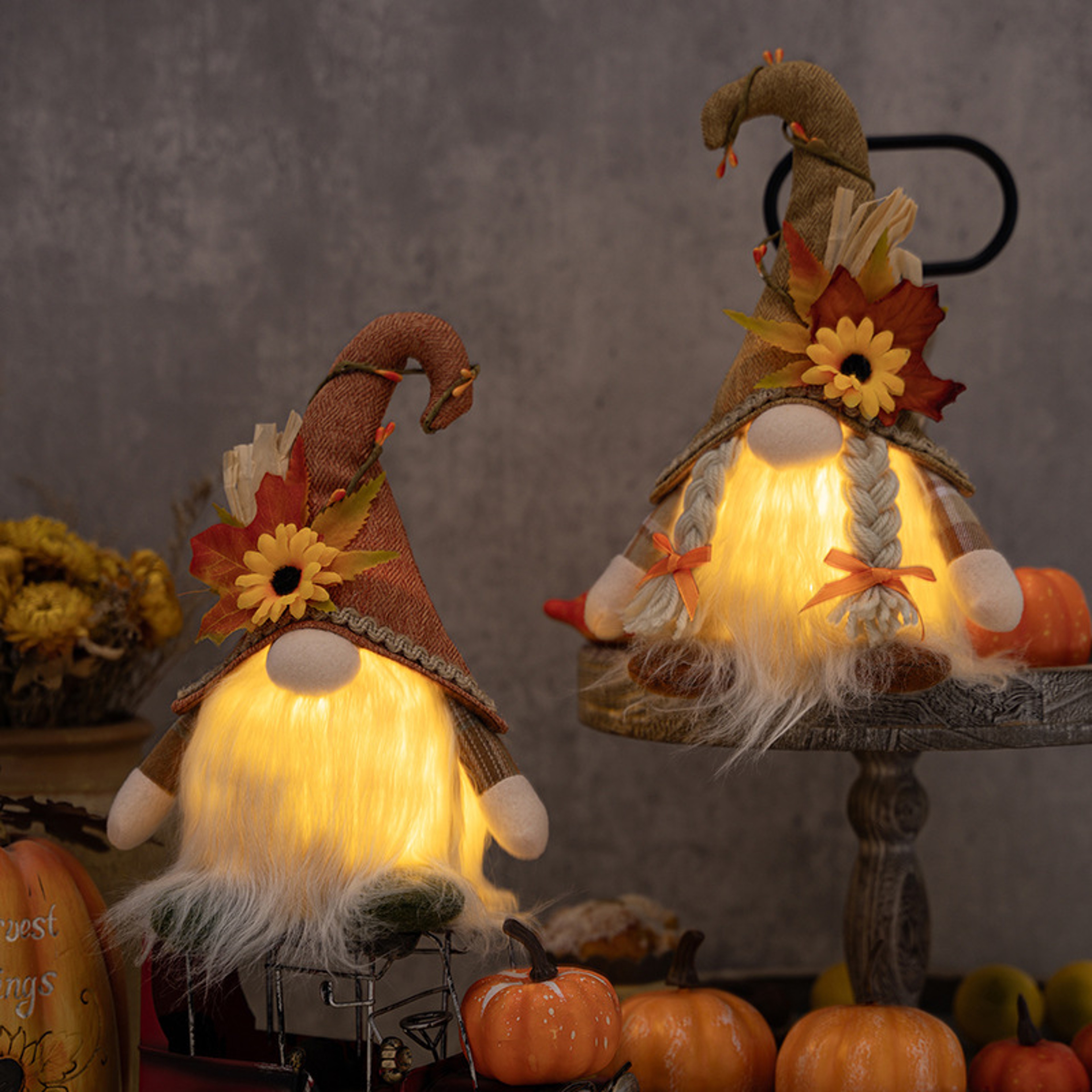 Glowing Fall Gnome Doll Thanksgiving Autumn Home Decor 1
