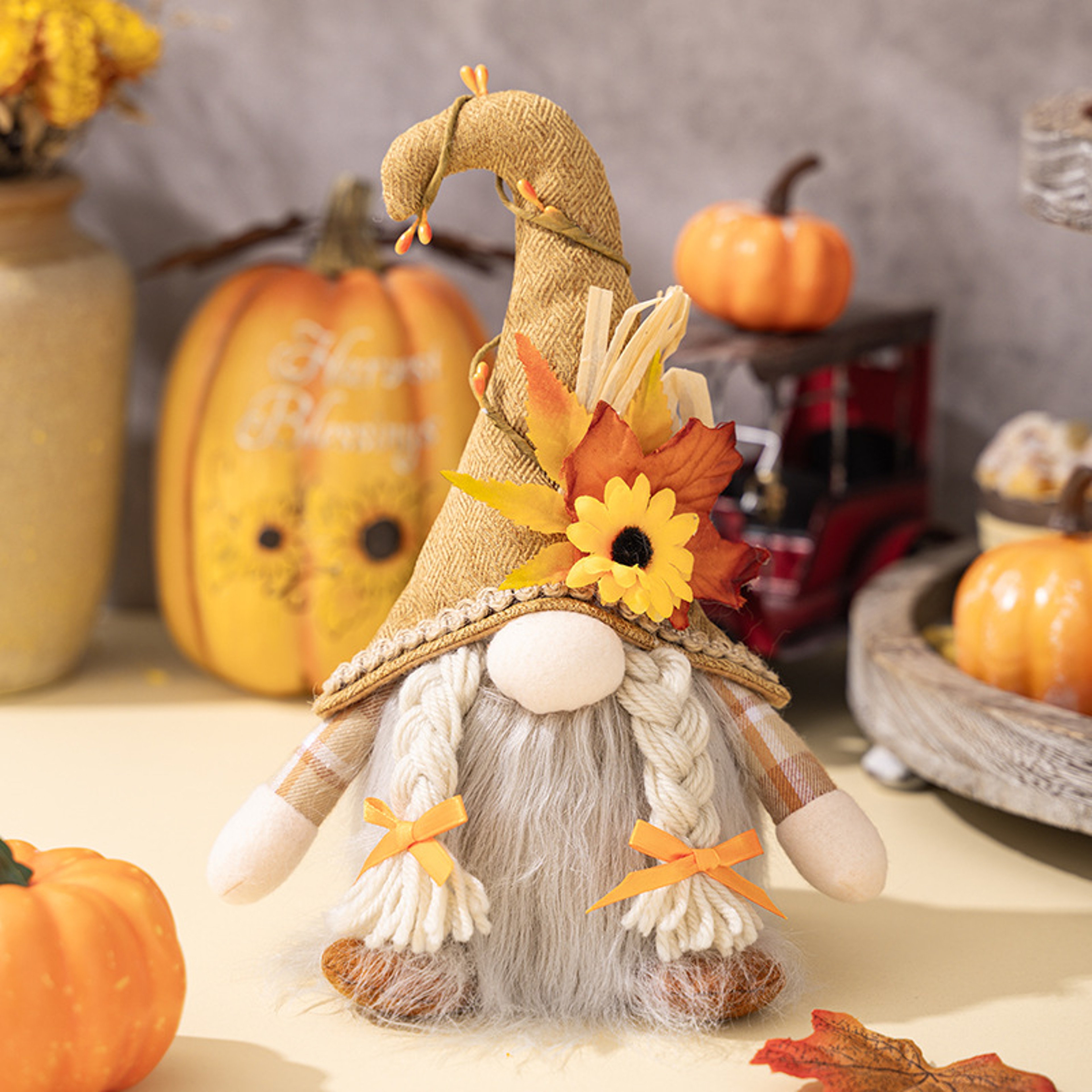 Glowing Fall Gnome Doll Thanksgiving Autumn Home Decor 7