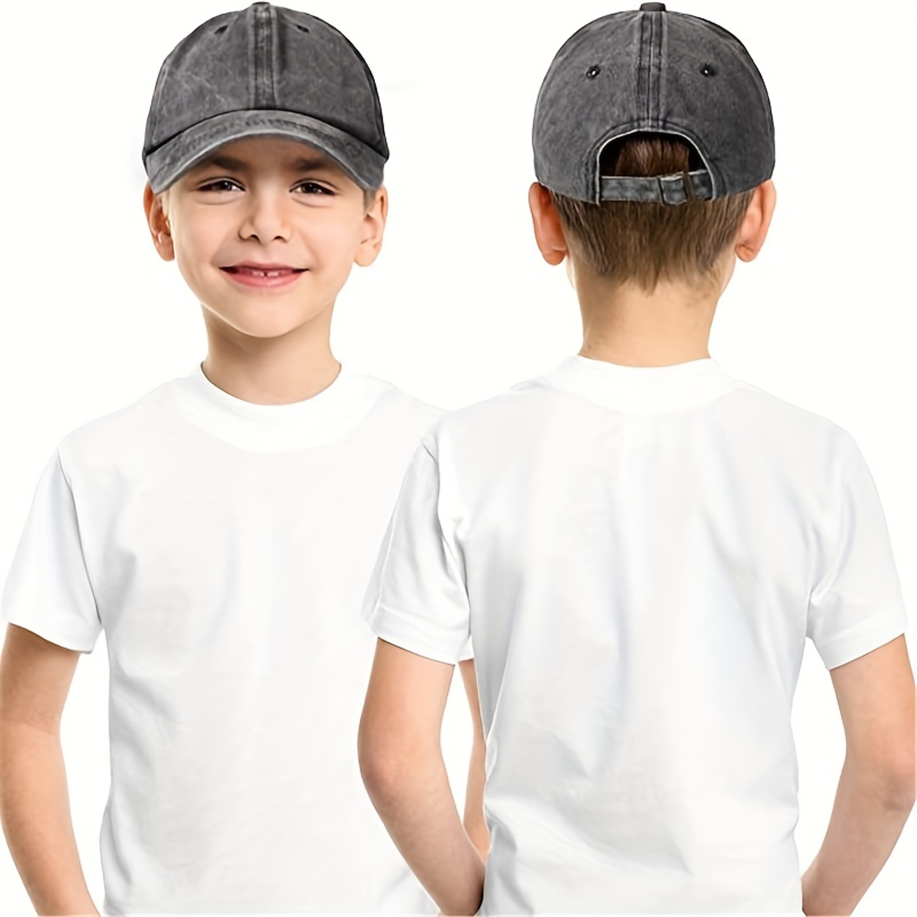 Kids Washed Cotton Baseball Cap Adjustable Sun Hat for Boys and Girls – view 4