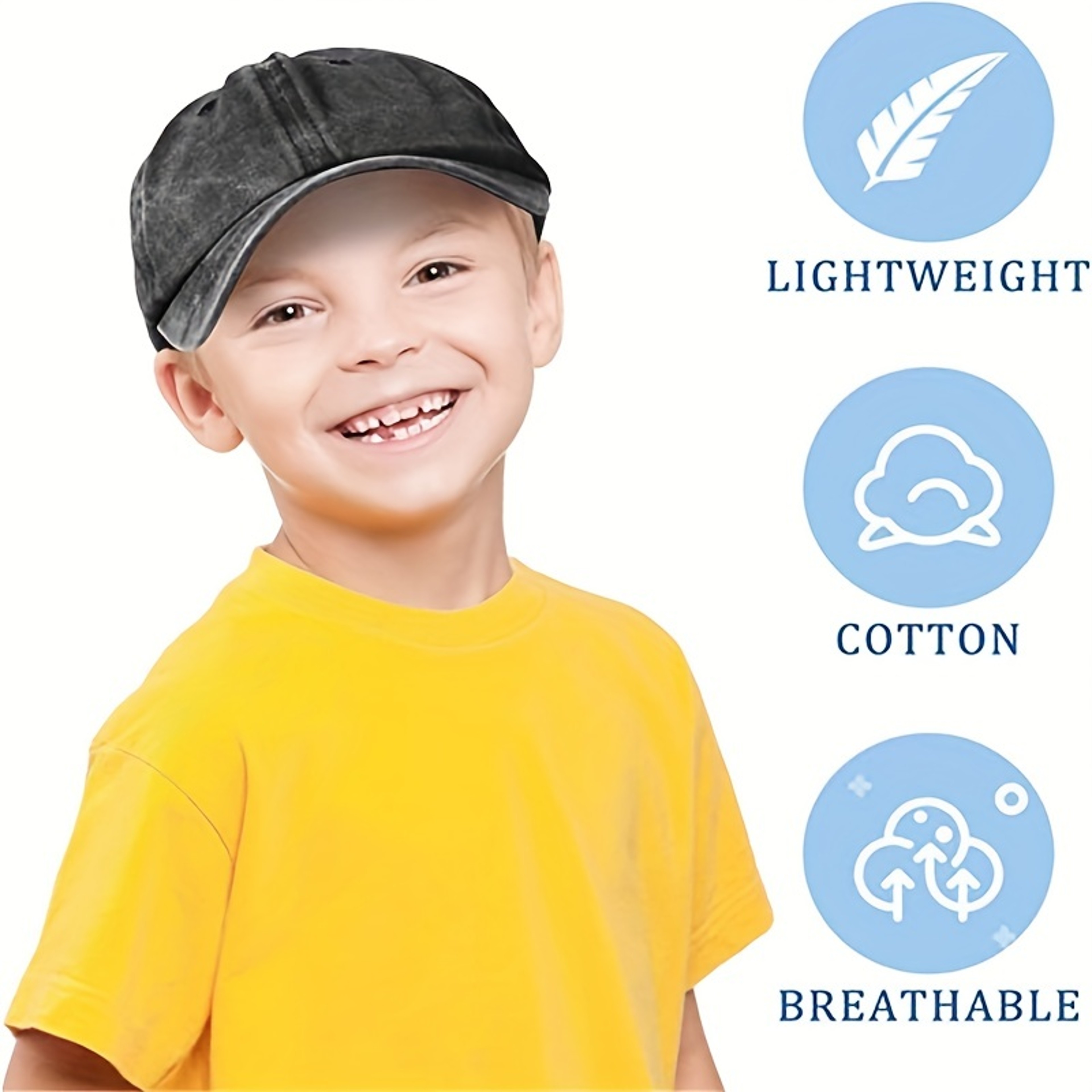 Kids Washed Cotton Baseball Cap Adjustable Sun Hat for Boys and Girls – view 6