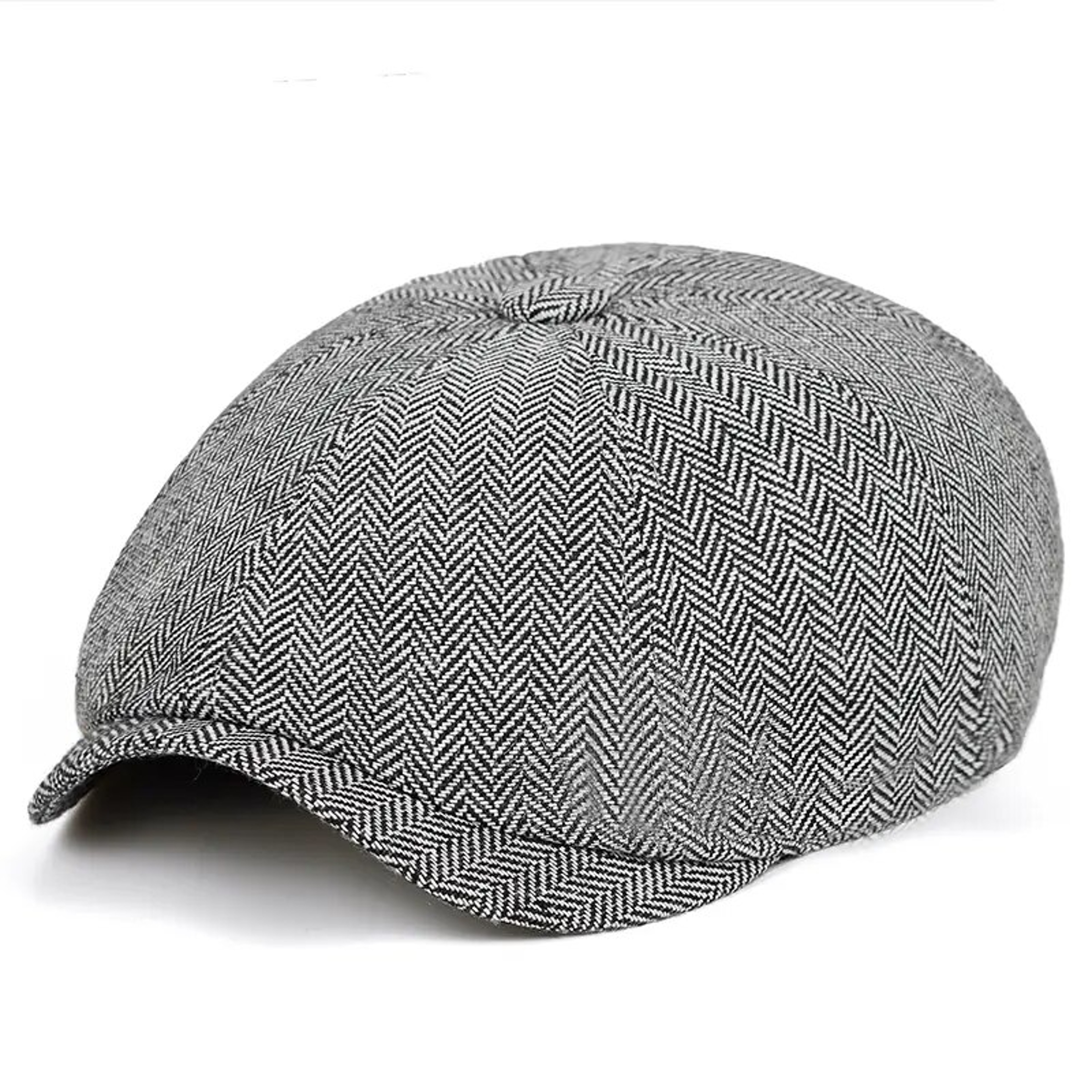 Product Name Vintage Herringbone Newsboy Cap for Men British Style Flat Cap – view 8