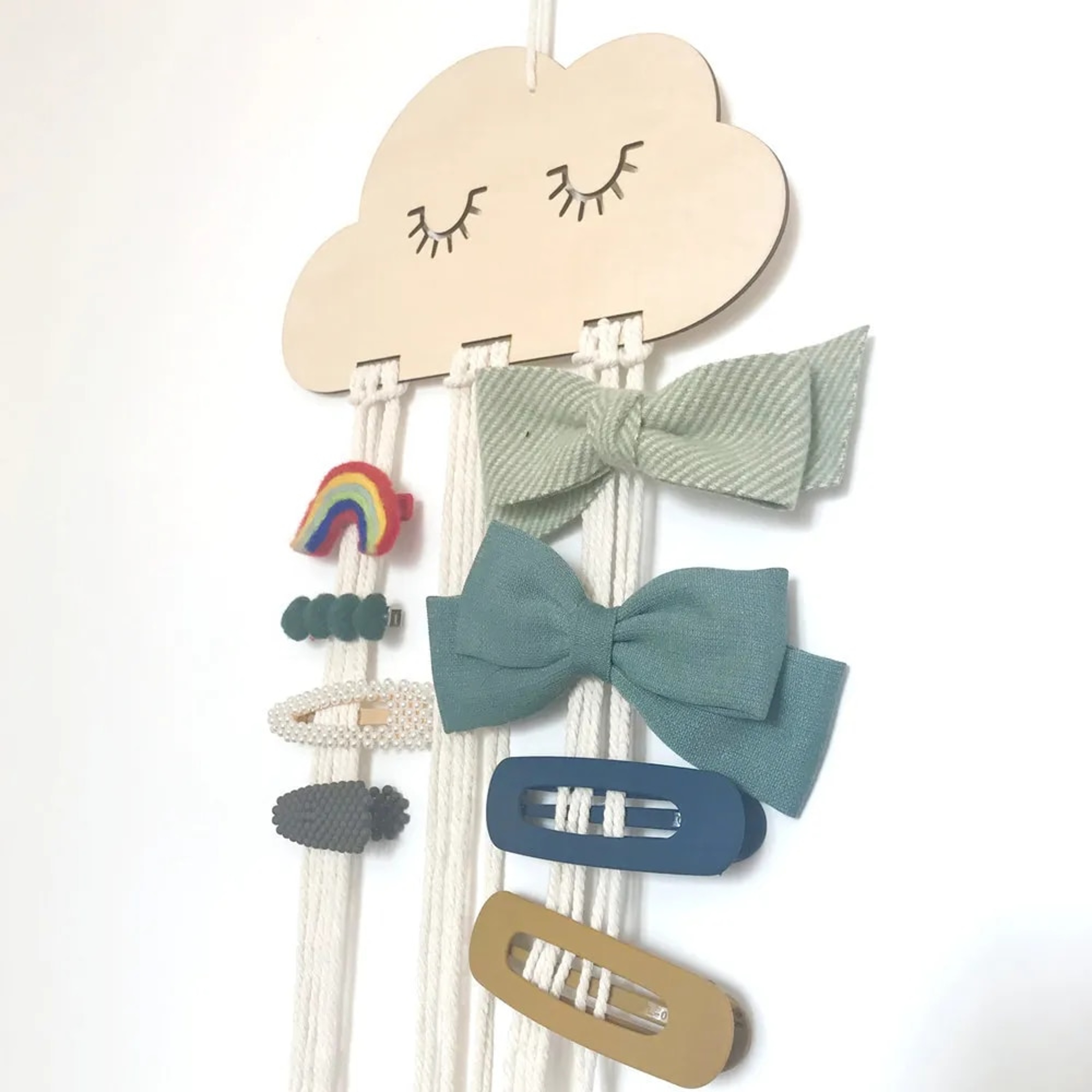 Wooden Cloud Hair Bow Holder Jewelry Organizer for Kids Room – view 2