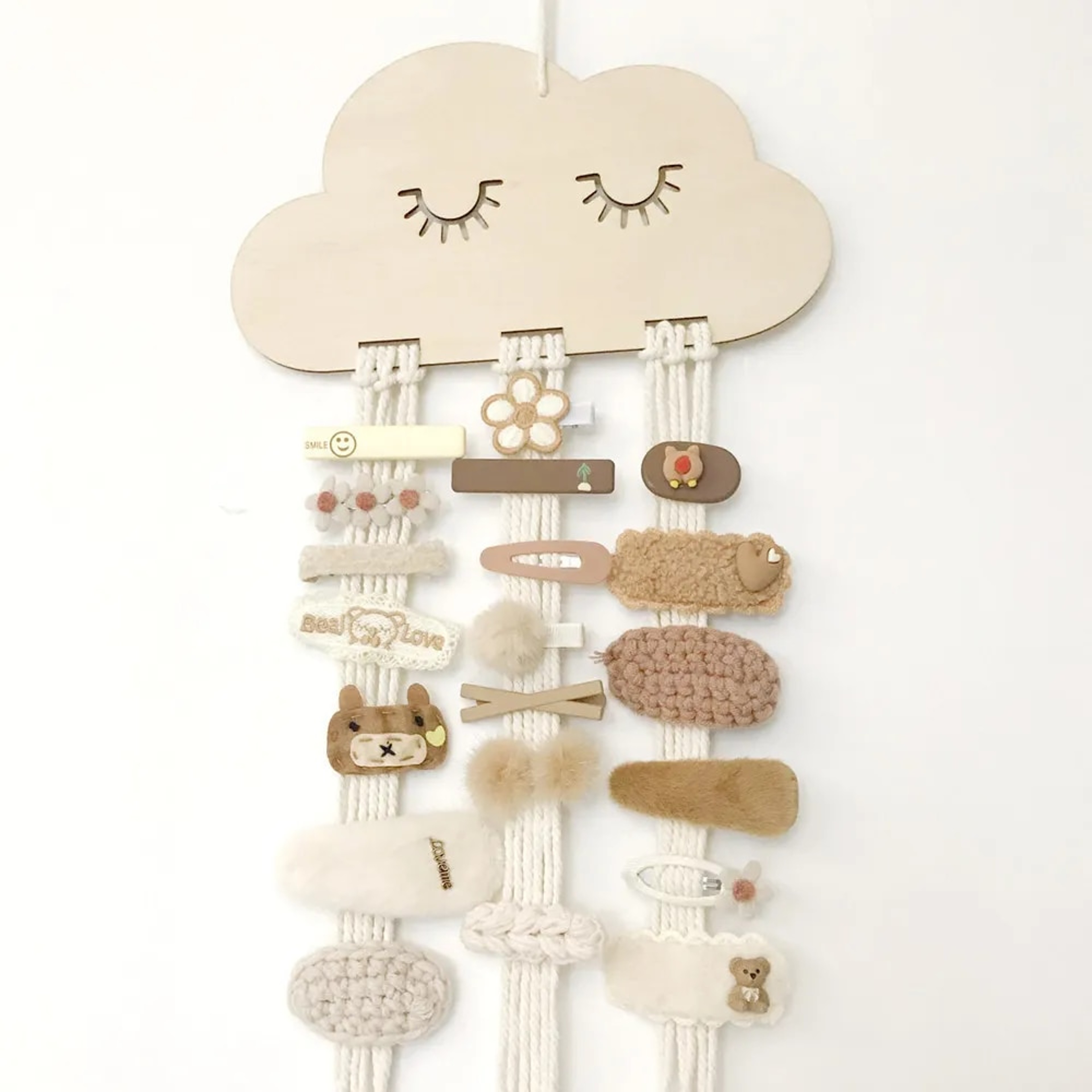 Wooden Cloud Hair Bow Holder Jewelry Organizer for Kids Room – view 1