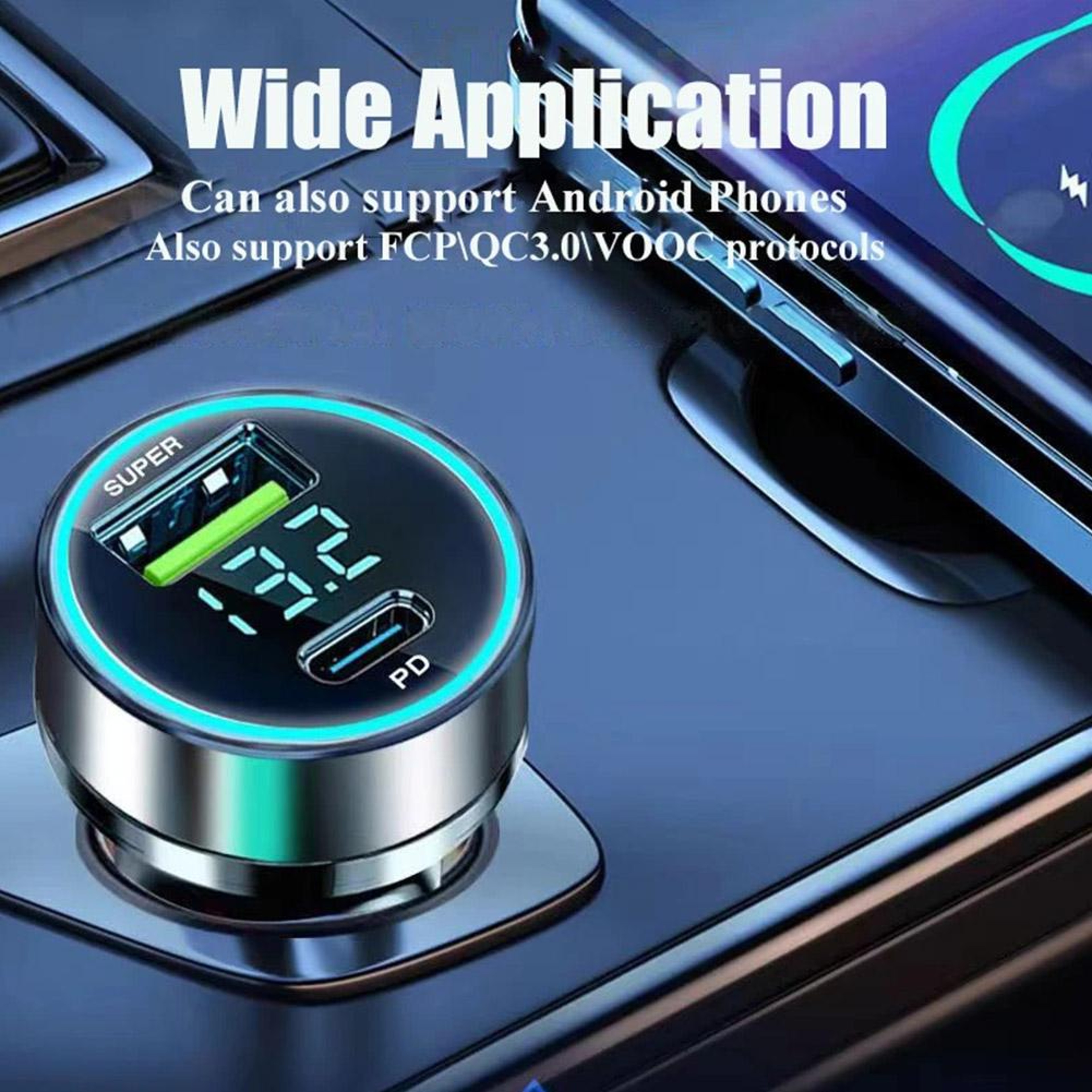 Dual Port USB C Car Charger With PD Fast Charging 3