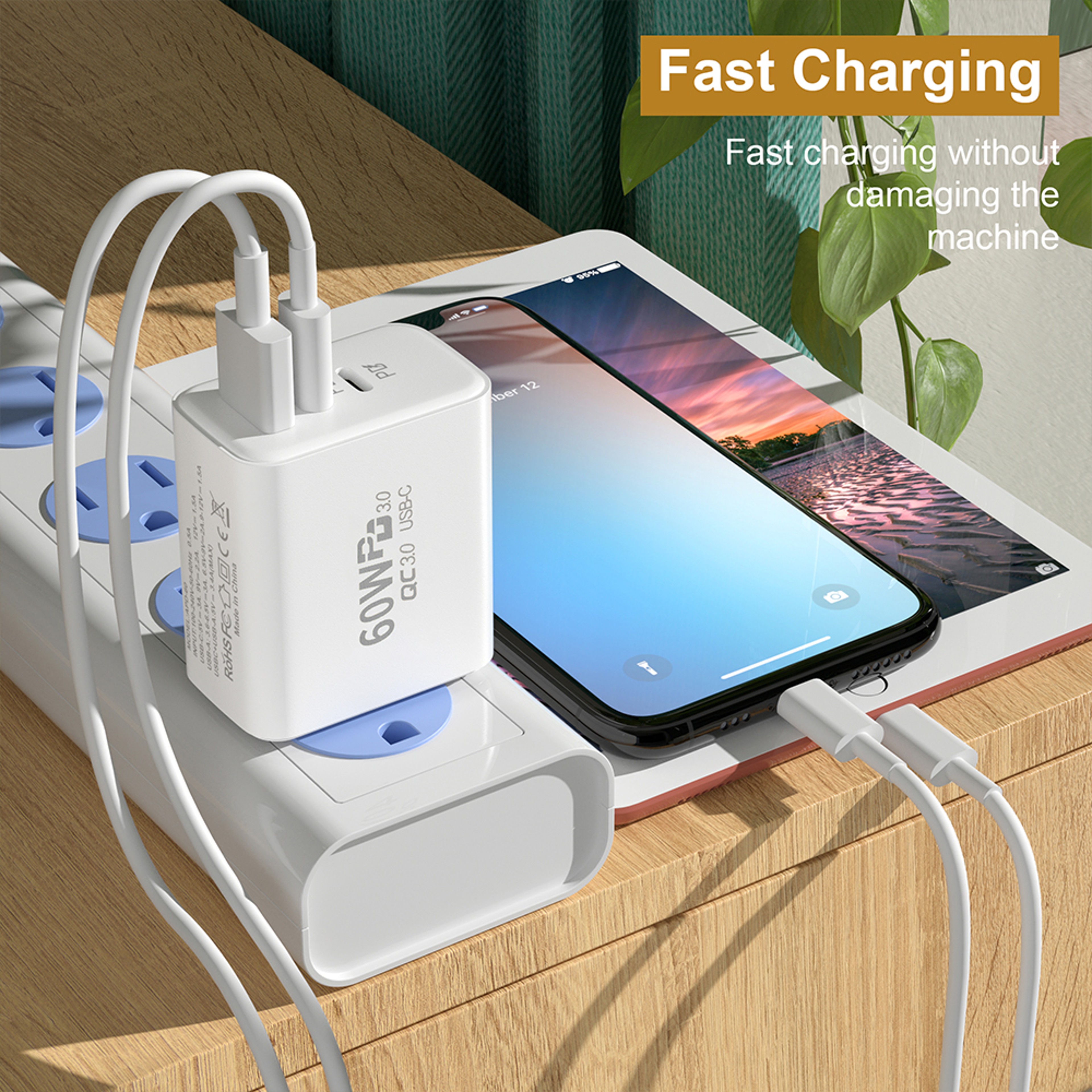 USB C Wall Charger With Dual USB C And USB A Outputs 2