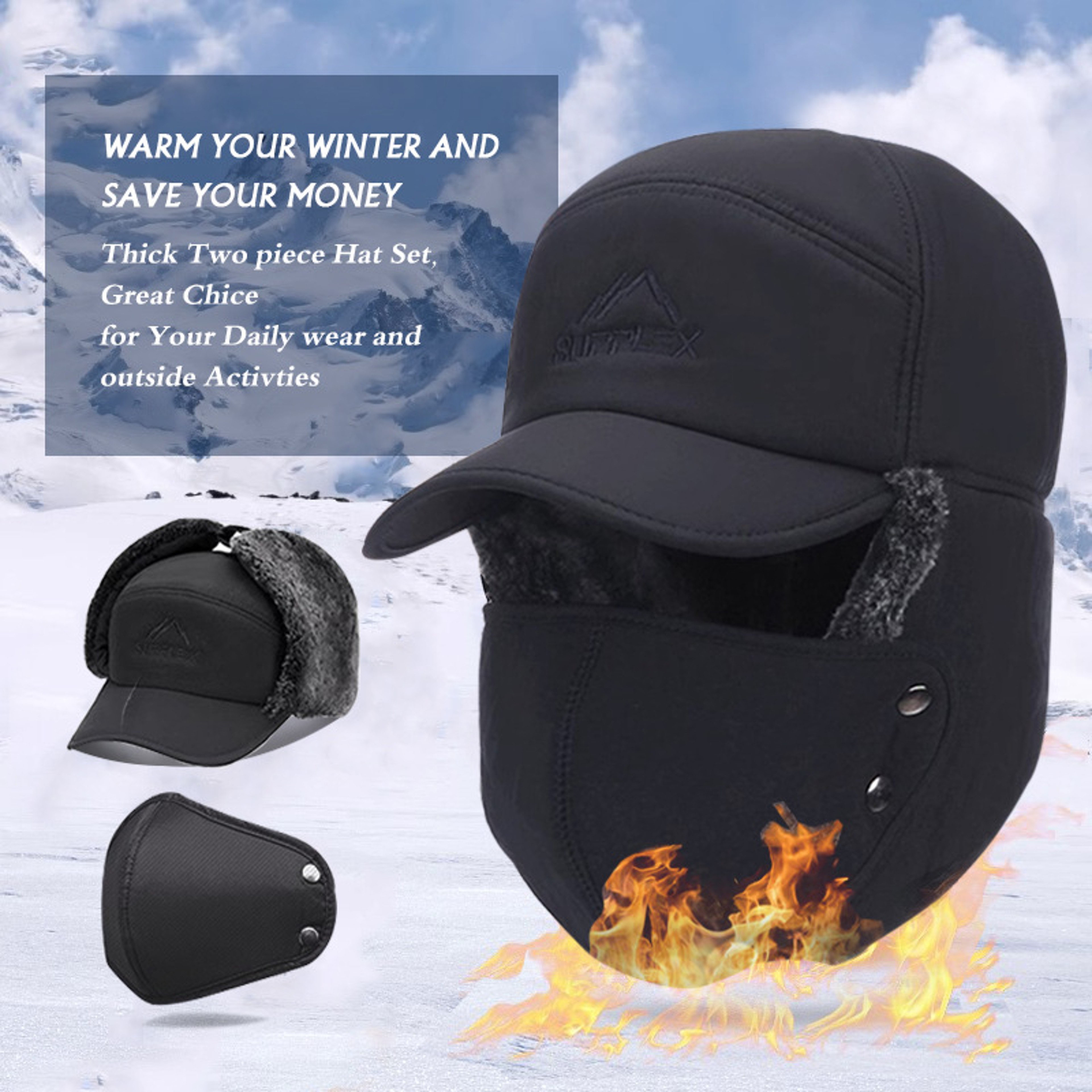 Winter Warm Thickened Acrylic Baseball Hat for Outdoor Skiing and Fishing – view 1