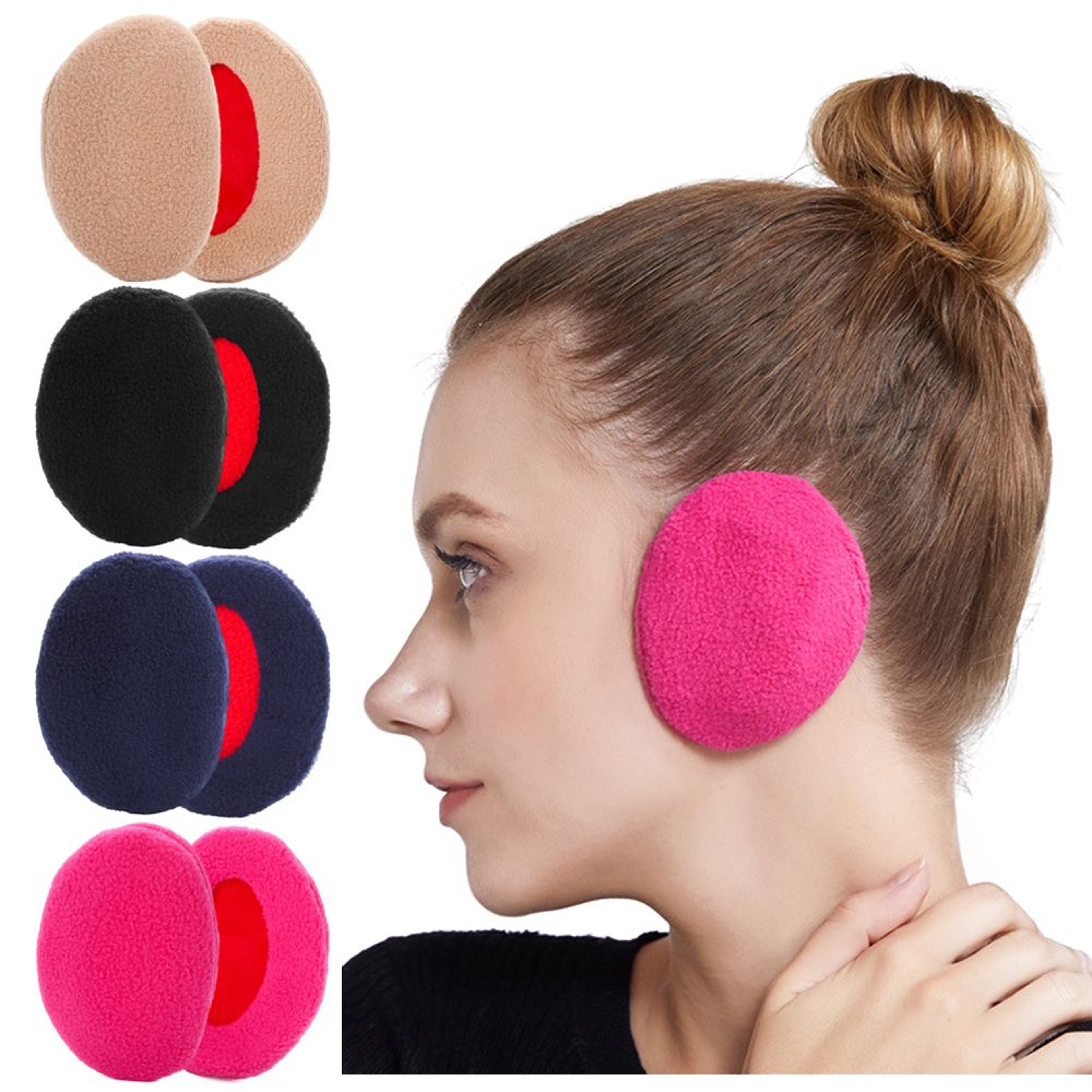 Bandless Winter Ear Warmers For Adults With Down Material Unisex Solid Earmuffs 0
