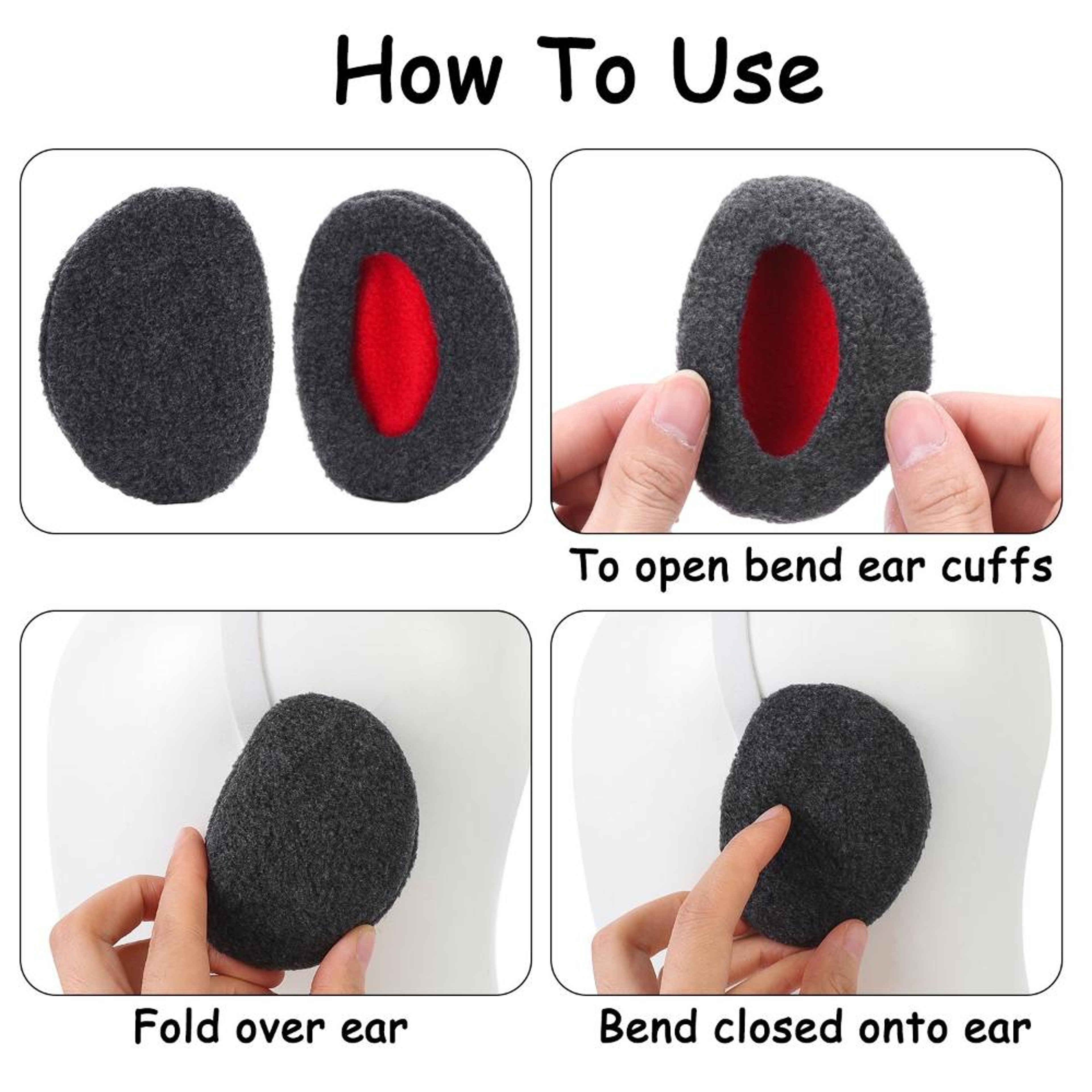 Bandless Winter Ear Warmers For Adults With Down Material Unisex Solid Earmuffs 1
