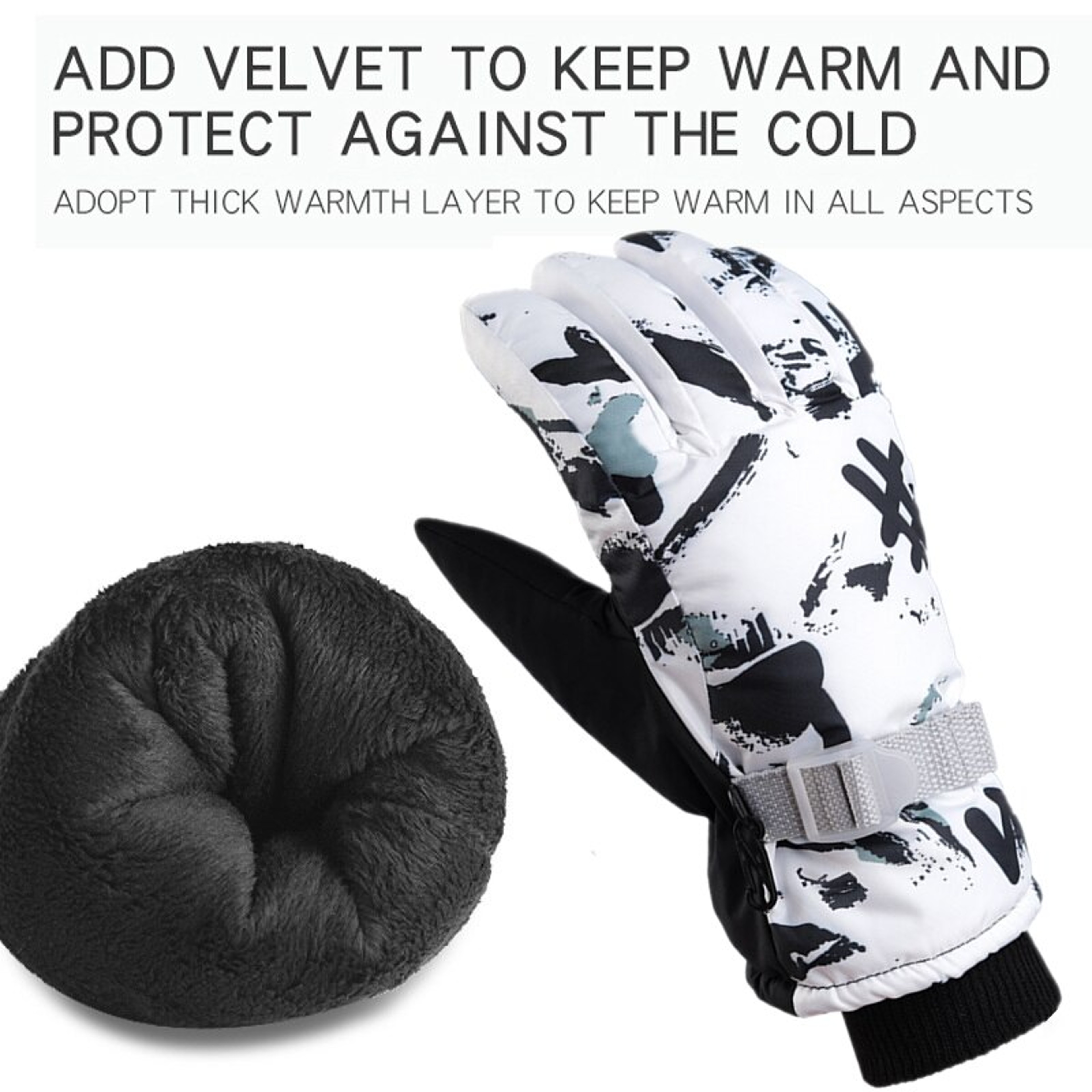 Winter Ski Gloves With Fleece Lining Touchscreen PU Leather Palm 4