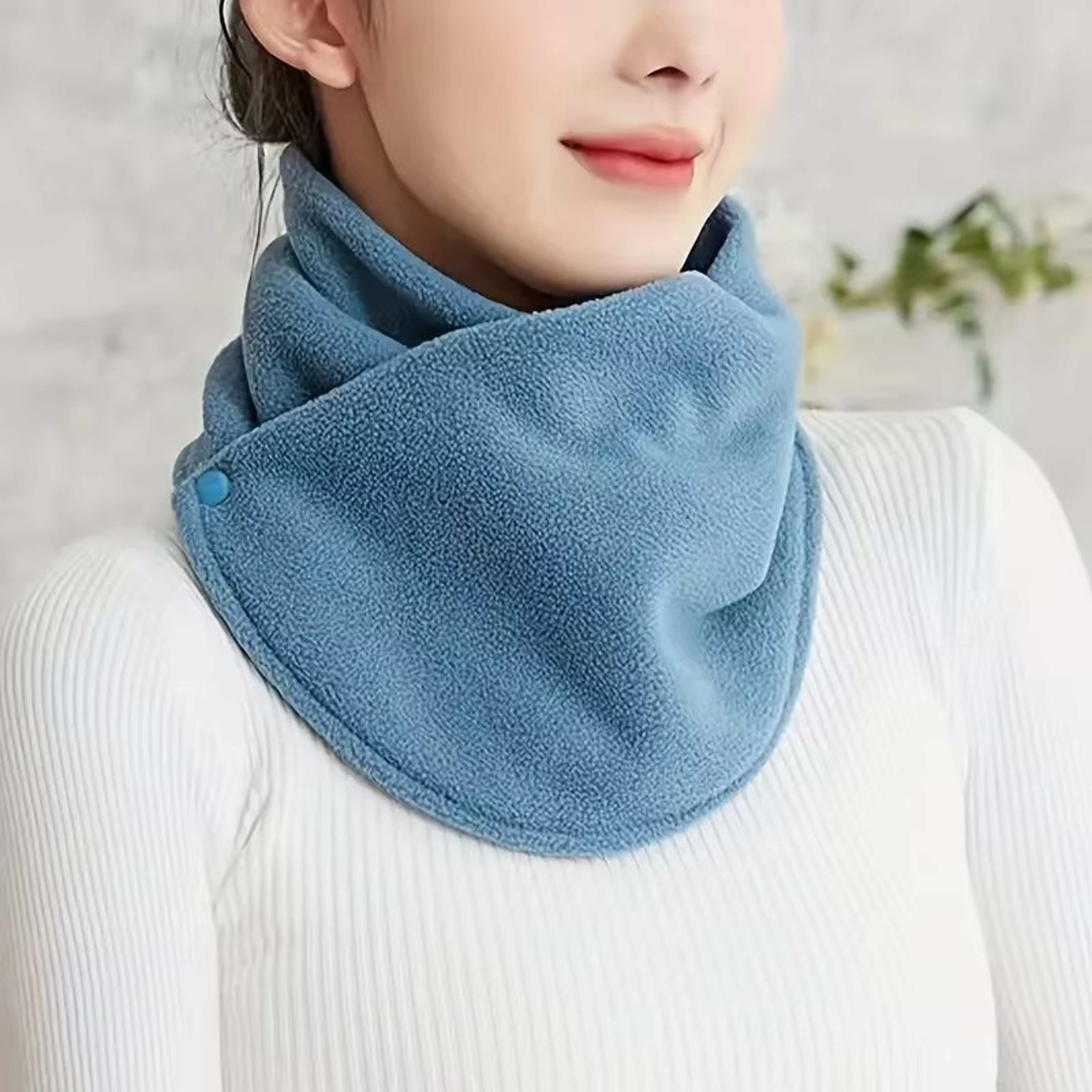 Windproof Polyester Neck Warmer Scarf with Snap Closure for Women – view 10