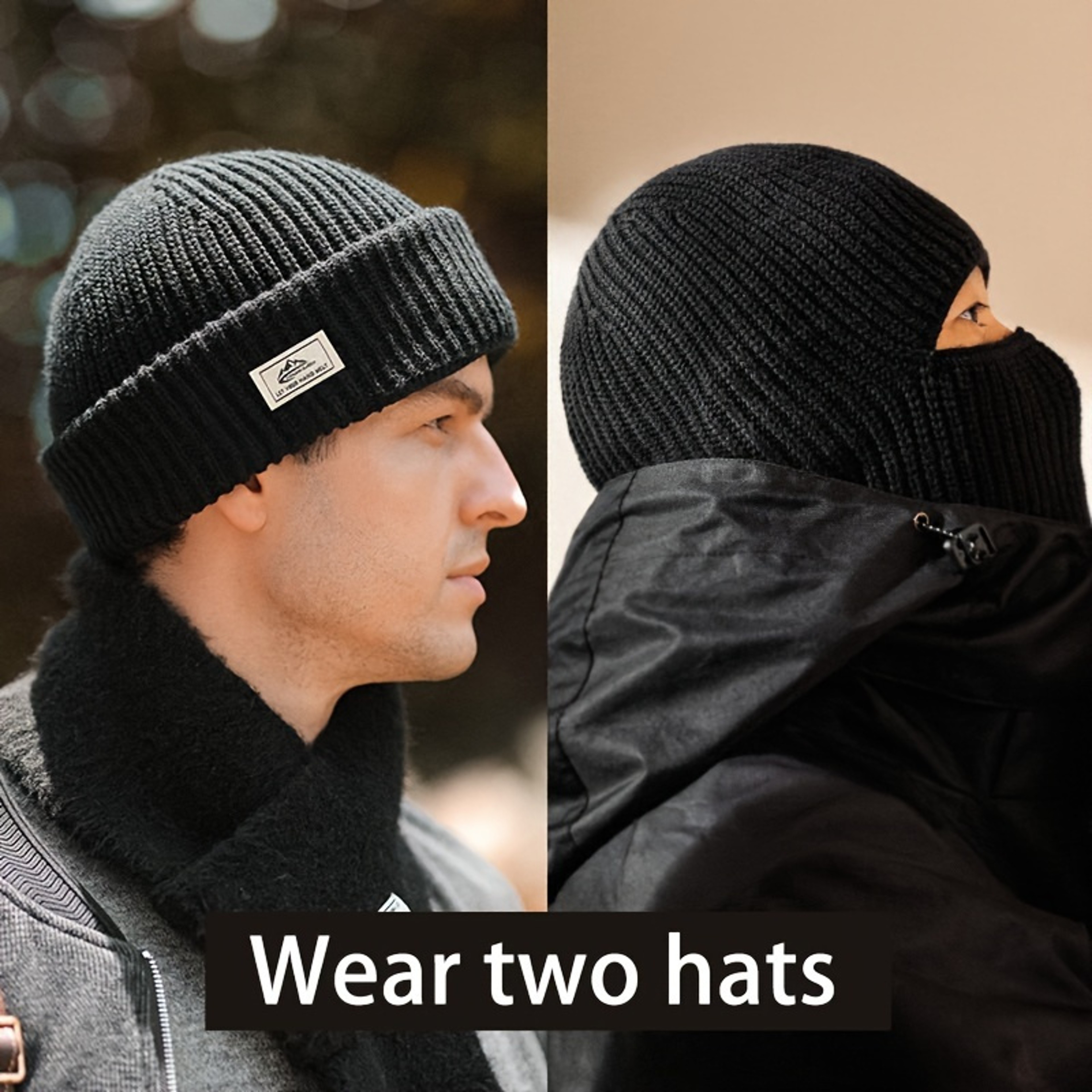Winter Balaclava Beanie Full Face Mask Windproof Knitted Cycling Hat 1