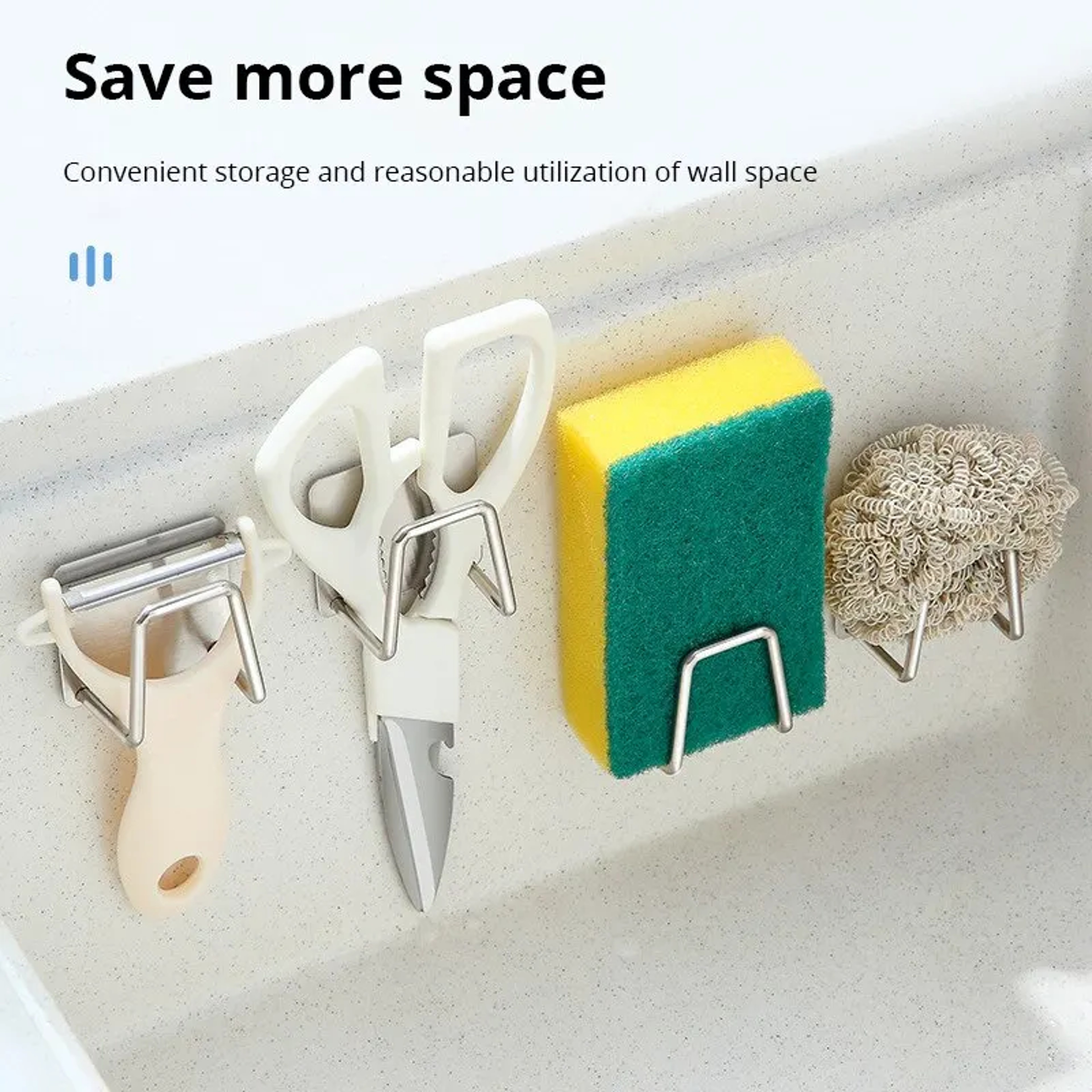 Stainless Steel Sink Sponge Holder Adhesive Drain Drying Rack Organizer – view 6