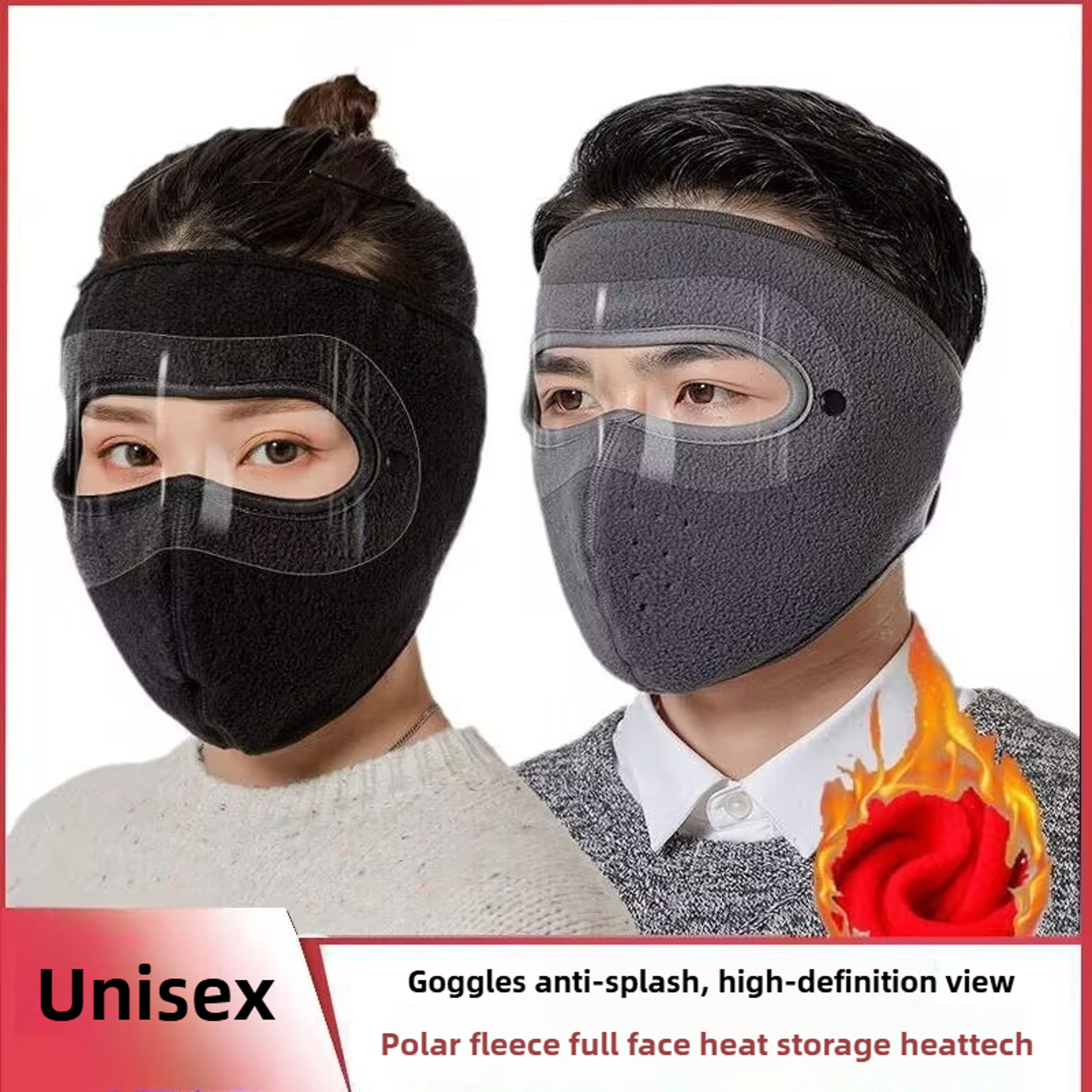 Winter Cycling Face Mask With Goggles Windproof Polyester Cold Weather Mask 2