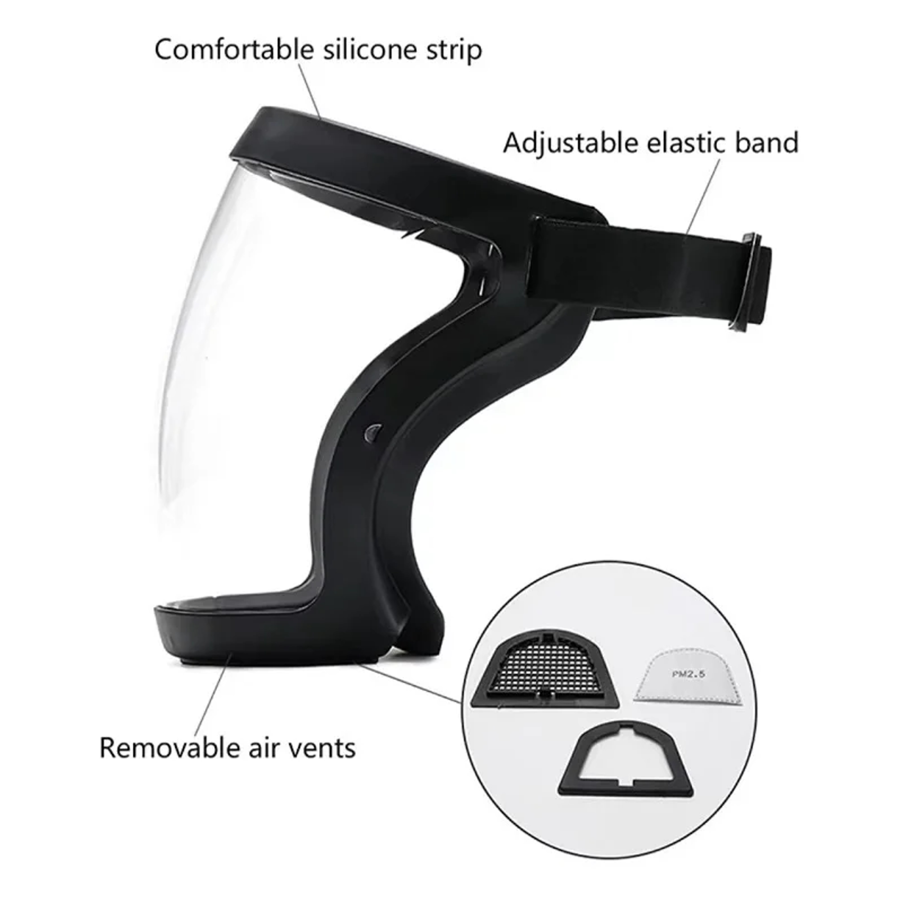 Full Face Protective Shield With Windproof AntiDust AntiSplash Design And Replaceable Filters 2