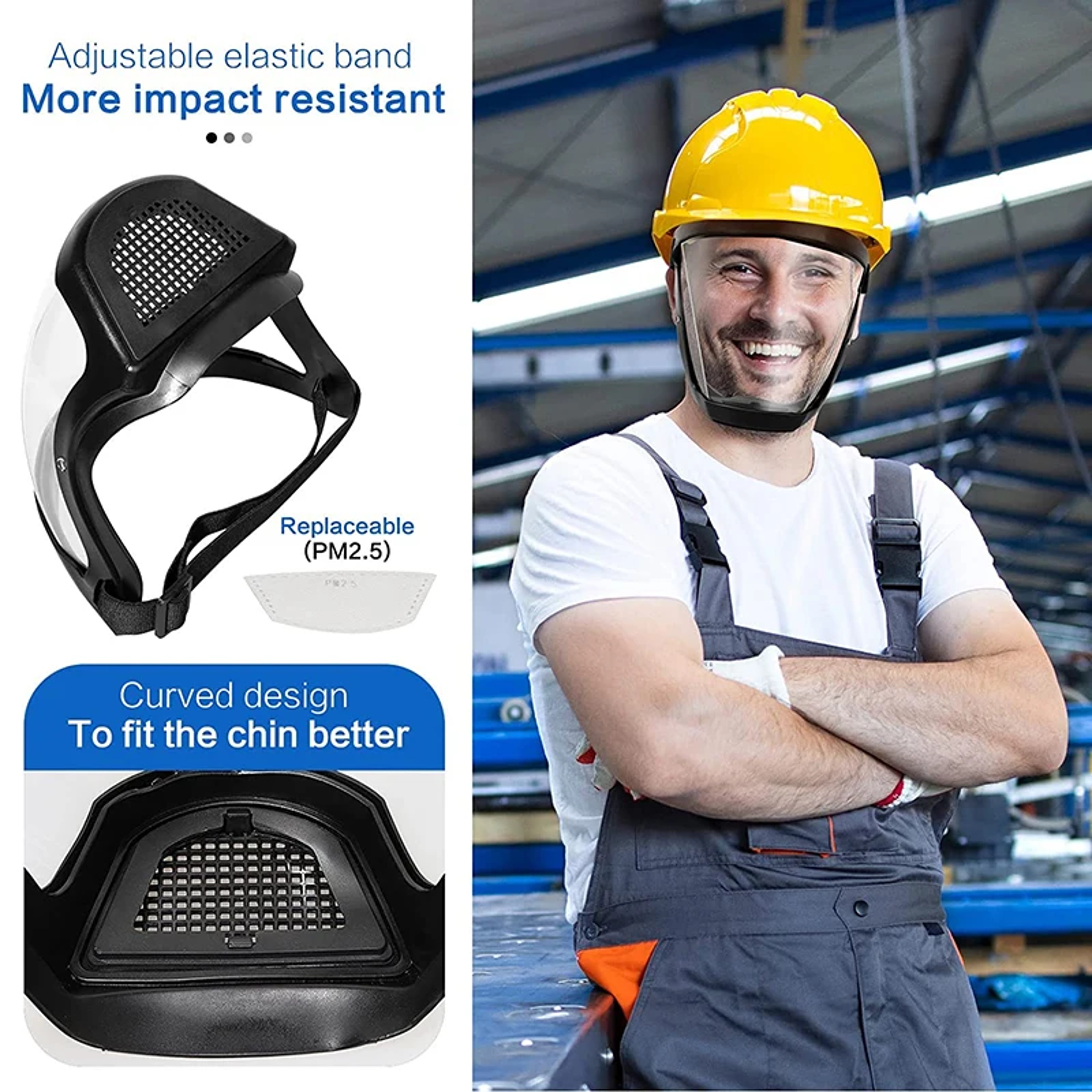 Reusable Full Face Protection Mask With Transparent Shield And Filter 1
