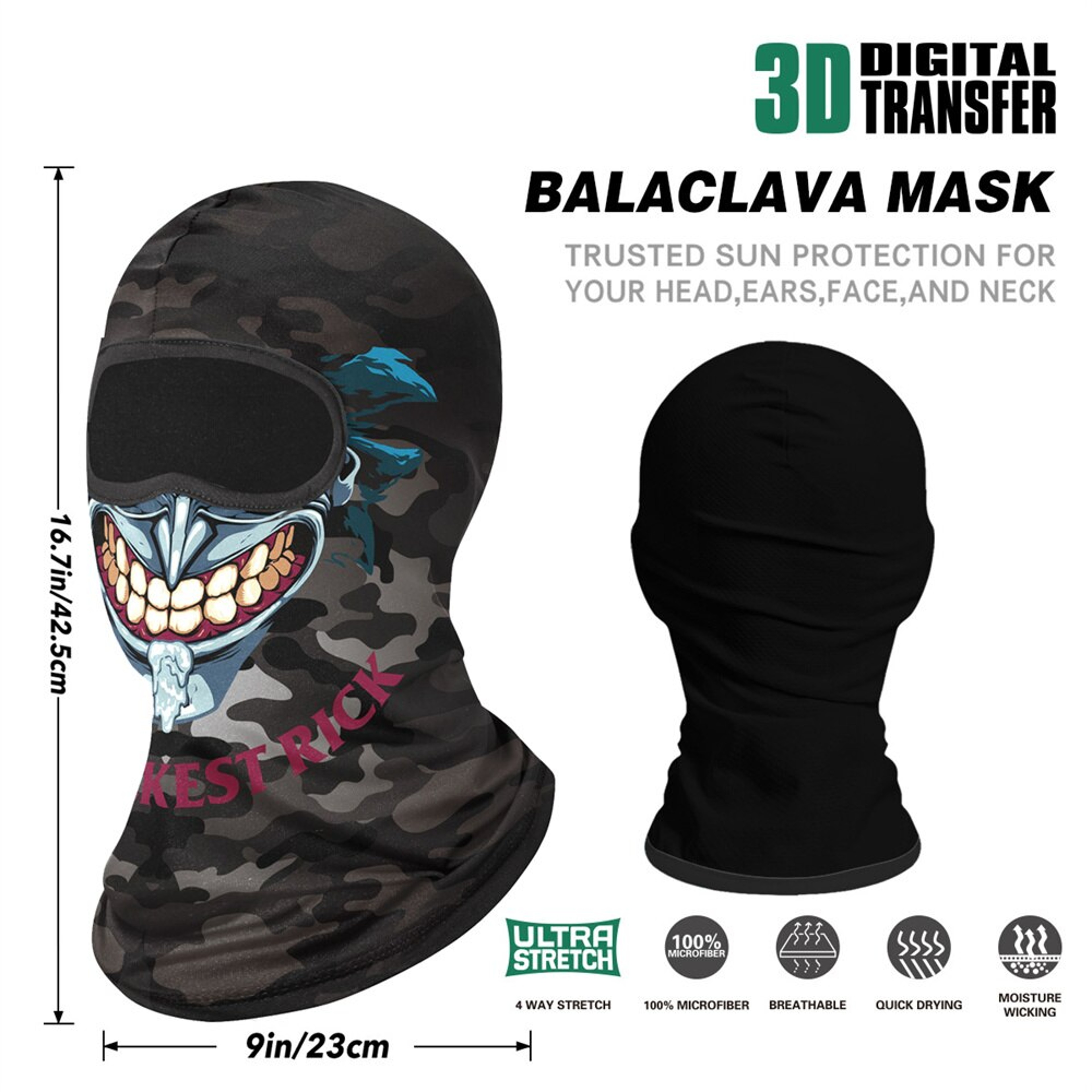 Skull Balaclava Mask Windproof Lightweight Polyester Full Face Outdoor Headwear 3