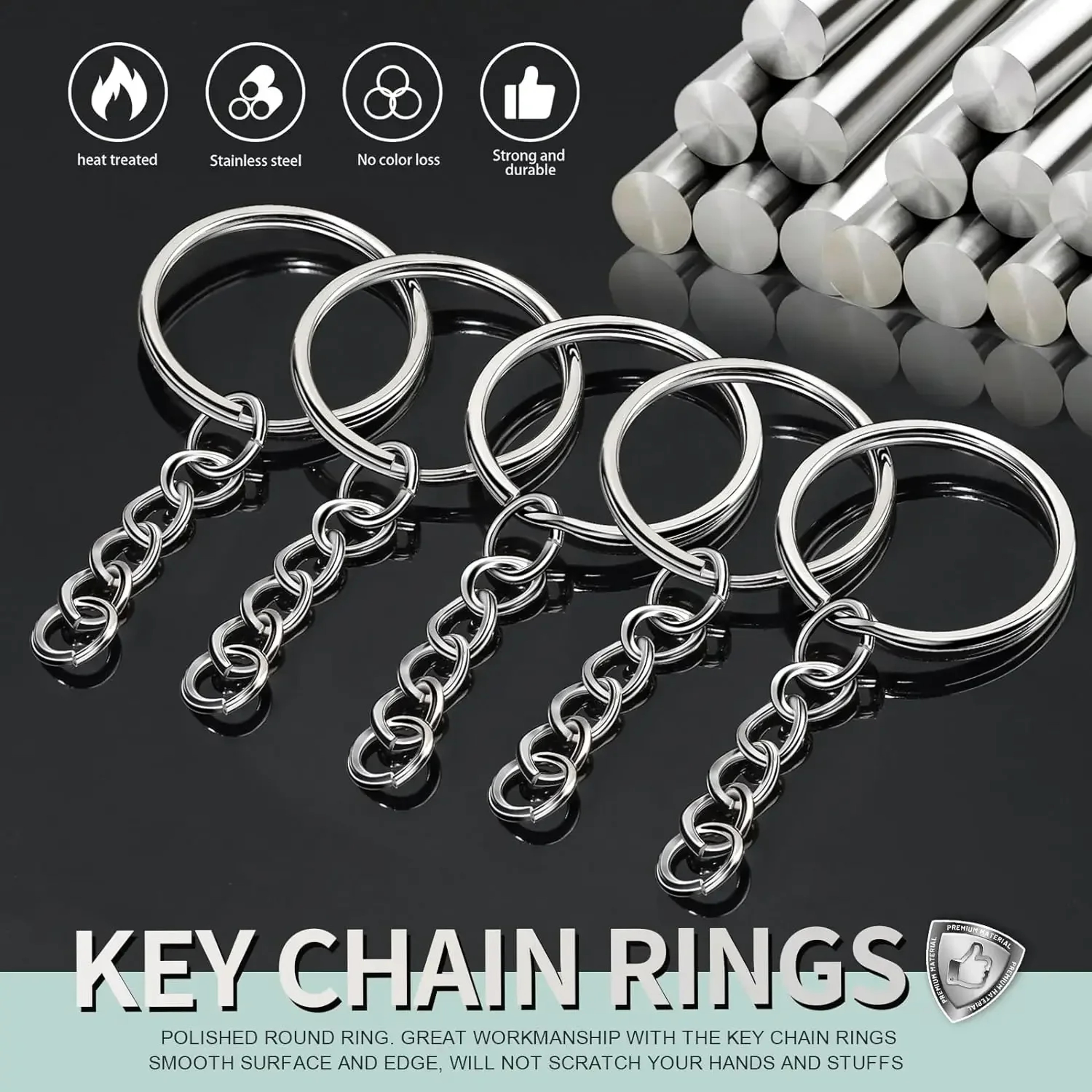 Silver Plated Metal Split Key Rings for DIY Keychains – view 2