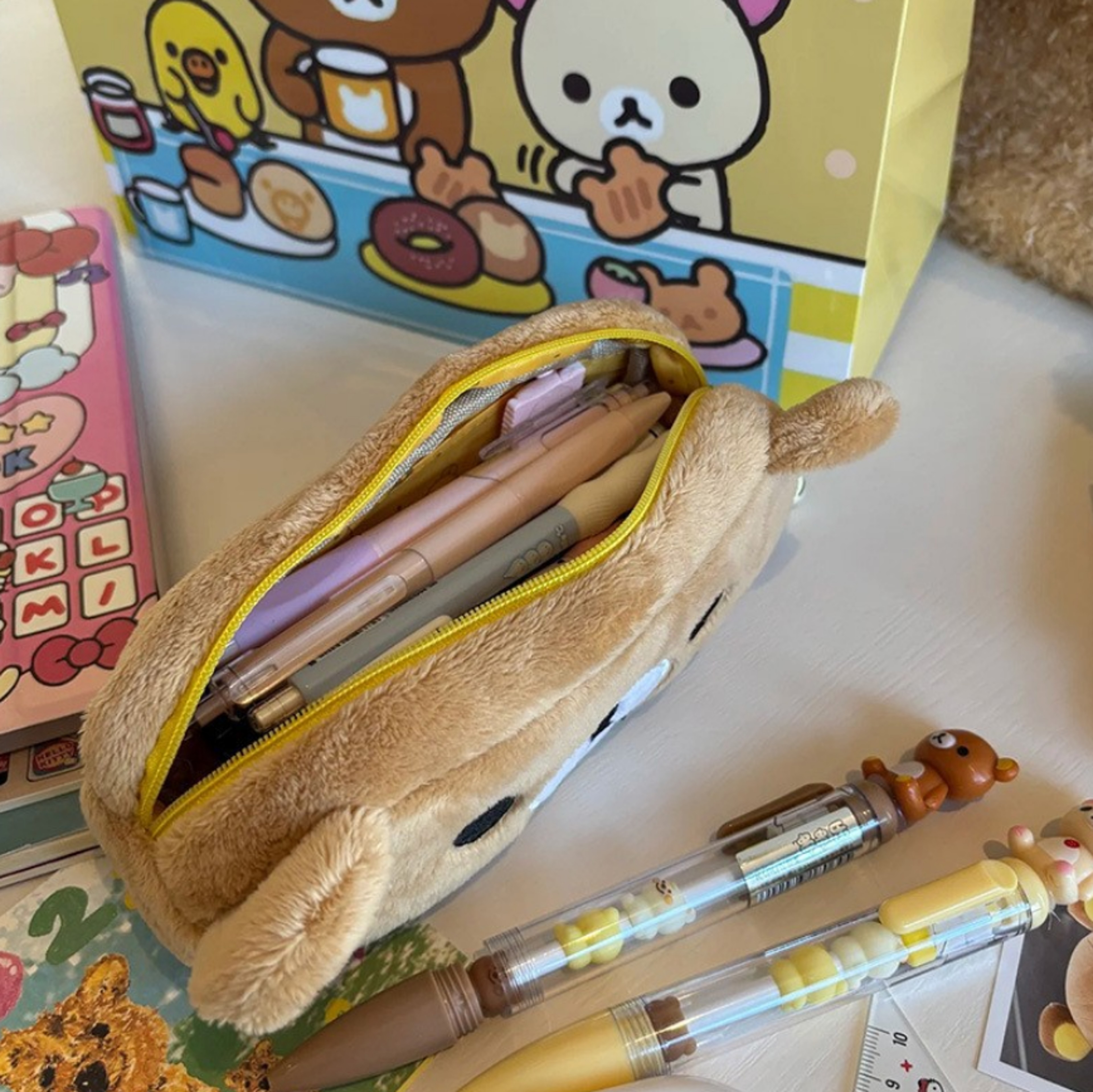 Cute Cartoon Bear Fabric Pencil Bag for School and Office Supplies – view 3